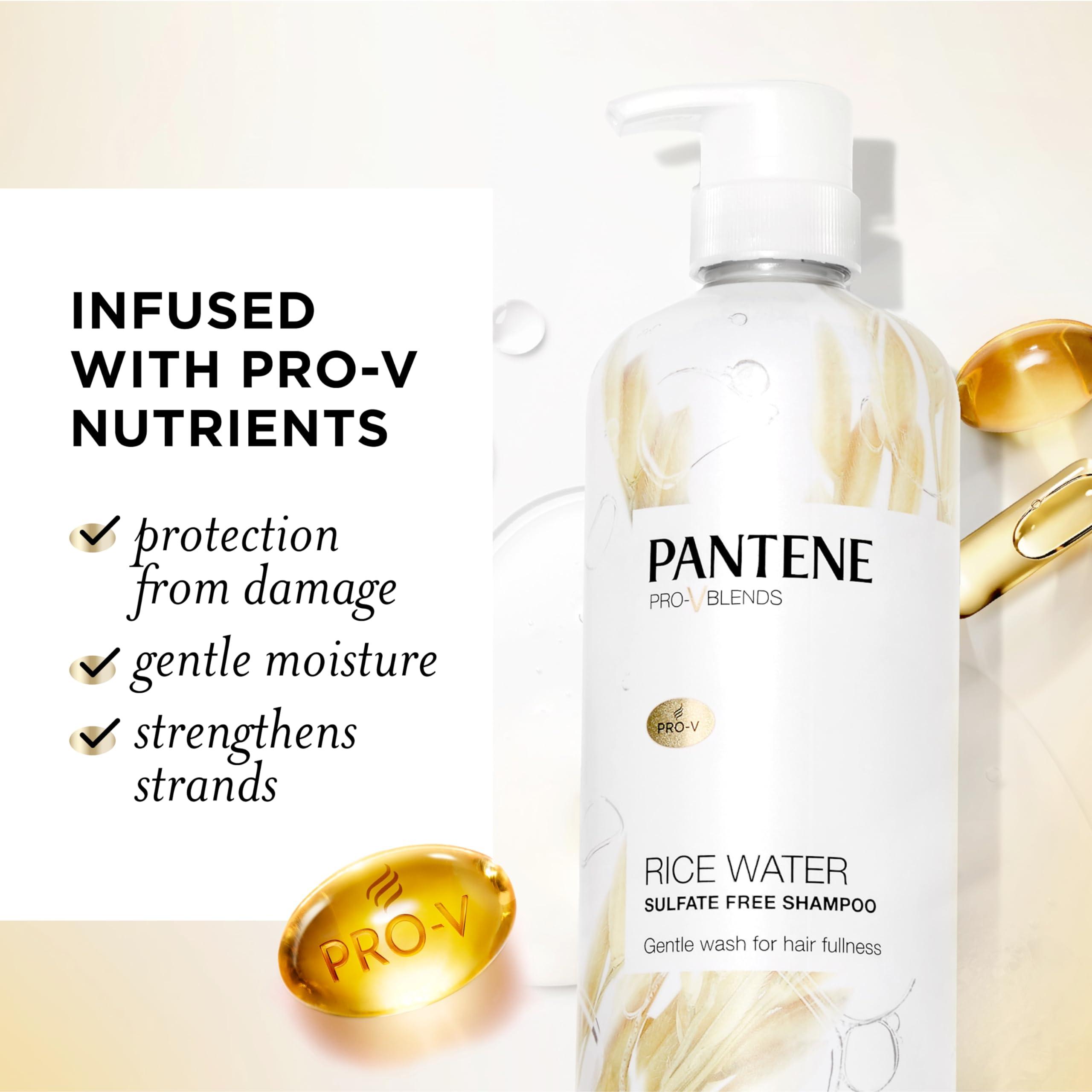 Pantene Sulfate Free Shampoo with Rice Water, Protects Natural Hair Growth, Volumizing, for Women, Nutrient Infused with Vitamin B5, Safe for Color Treated Hair, Pro-V Blends, 30.0 oz - Image 2