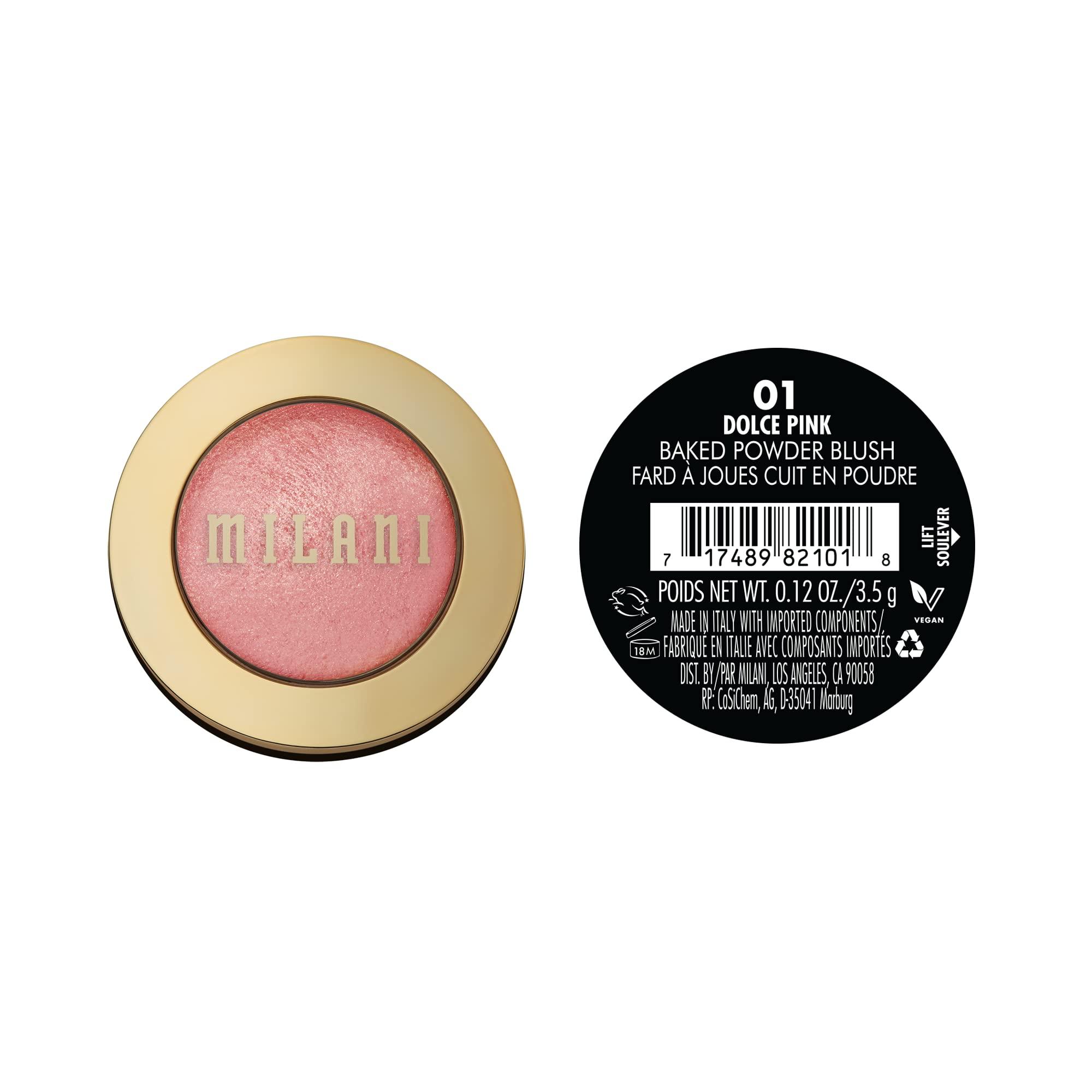 Milani Baked Blush, Powder Blush for Cheeks, Cruelty Free Makeup - Shape, Contour & Highlight Face for a Shimmery or Matte Finish -Dolce Pink - Image 3