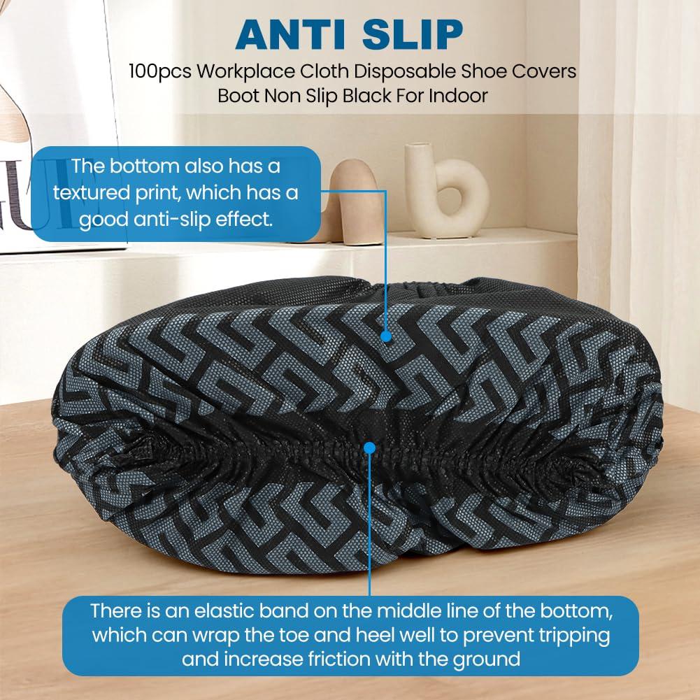Disposable Shoe Covers, 100 Pack, Non-Woven Fabric, Fits Men's Size 8.5 and Women's 10, Double-Elastic Band - Image 5