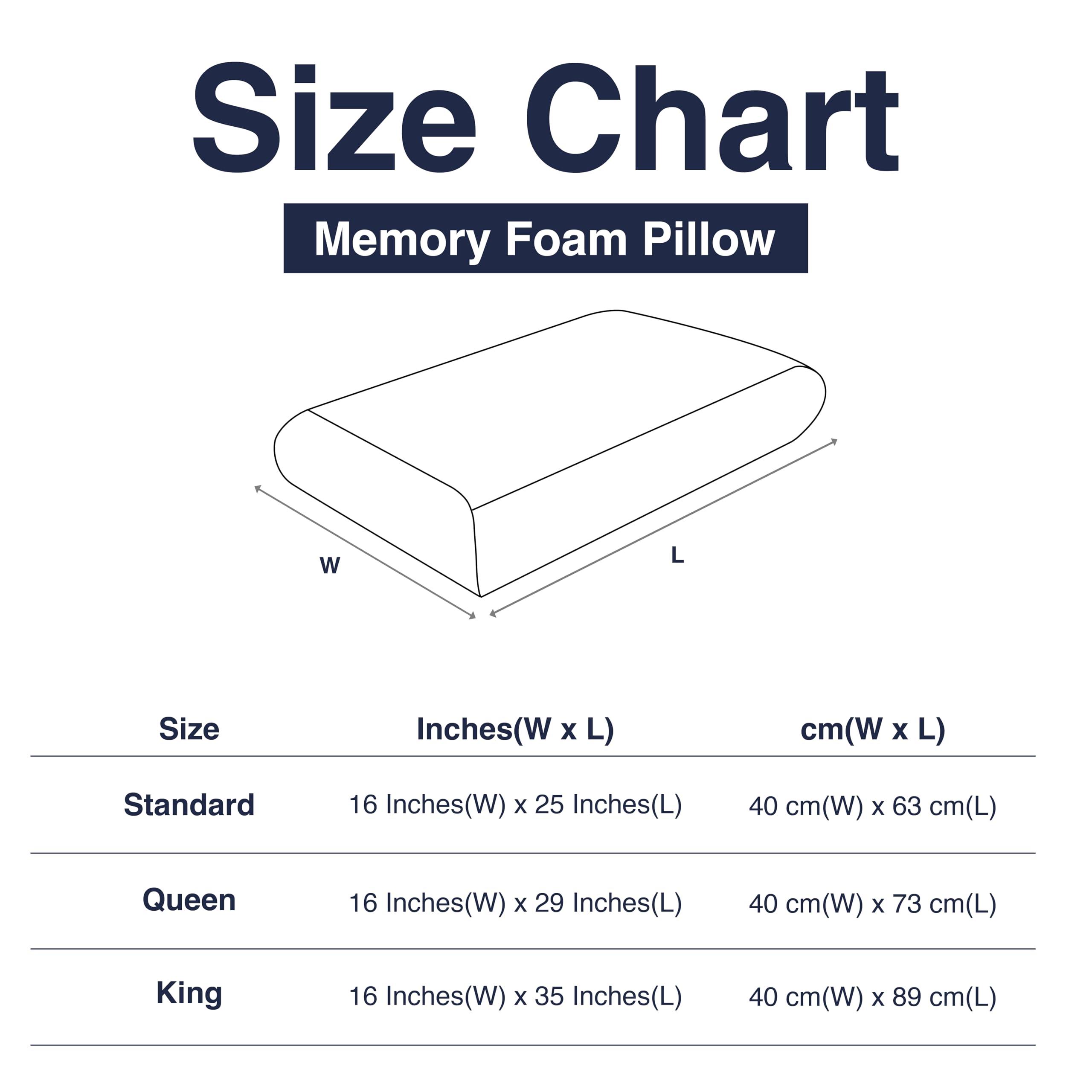 Casual Living Memory Foam Pillow Queen Size Bed Pillow Insert with Hypoallergenic Removable Machine Washable Cover for Back Stomach and Side Sleepers, Queen 16-inch x 29-inch, White - Image 2
