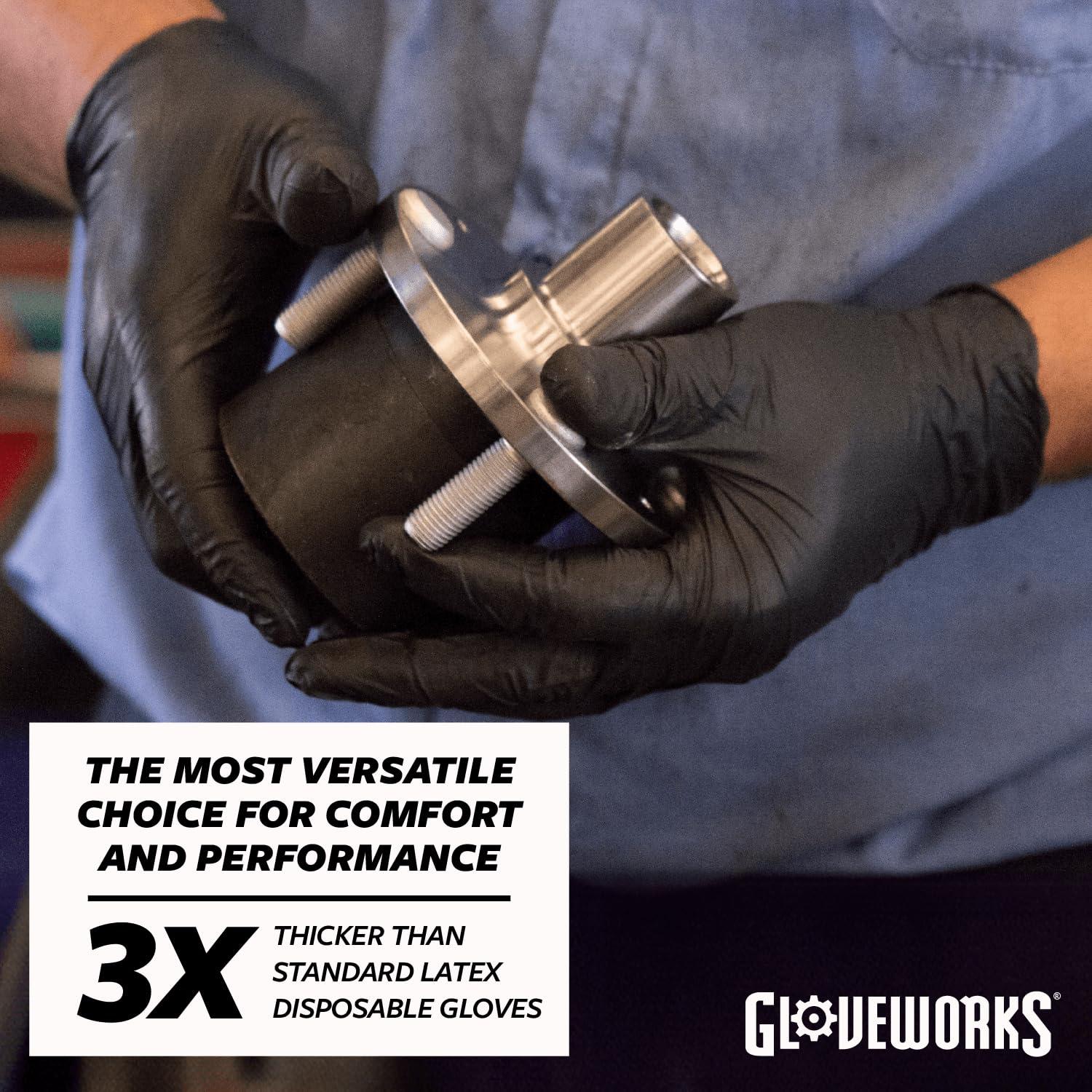 GLOVEWORKS Black Disposable Nitrile Industrial Gloves, 5 Mil, Latex & Powder-Free, Food-Safe, Textured - Image 3