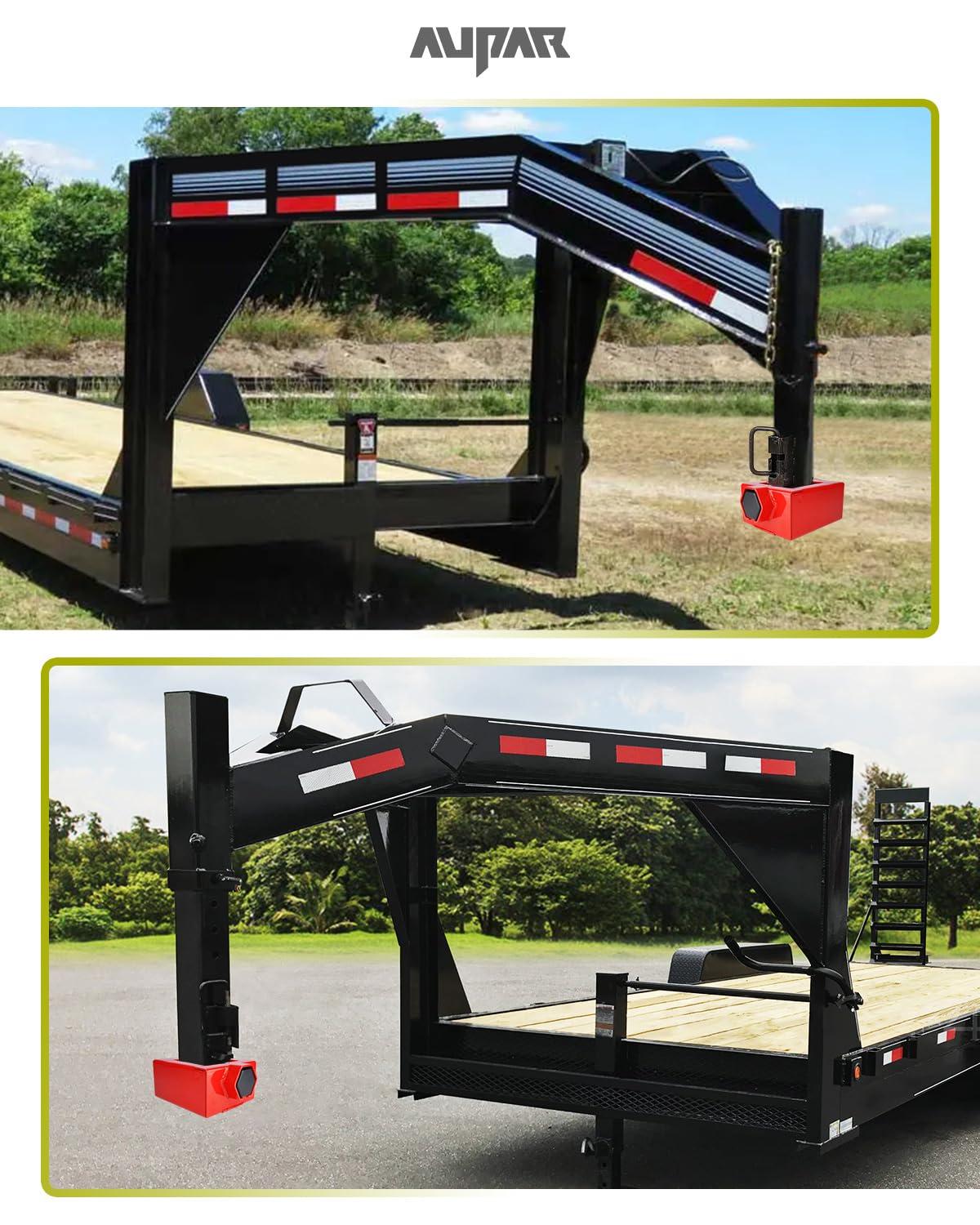 Aupar Patent-Designed Gooseneck Trailer Lock - Fit Most 7-Inch Bottom Plate Couplers, Heavy Duty Lock for Square & Round Trailer Tube - Red - Image 6