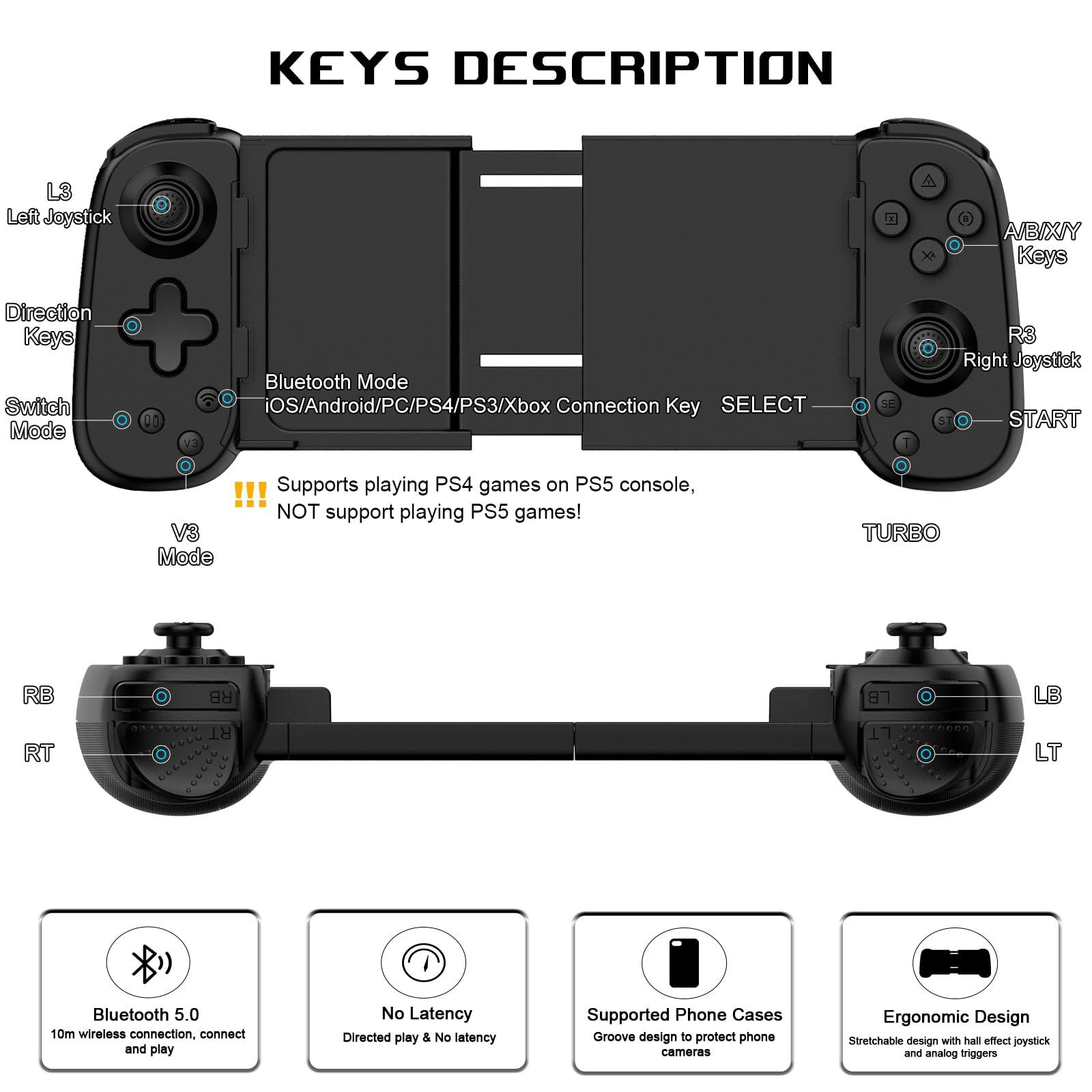 arVin Mobile Gaming Controller for iPhone 16/15/14/iPad/Android Phone/Tablet/Switch, PS Remote Player Gamepad for PS5/PS4/Xbox/PC, Wireless Joystick Play Cloud Gaming, Arcade Mfi Games, CODM, Roblox - Image 9