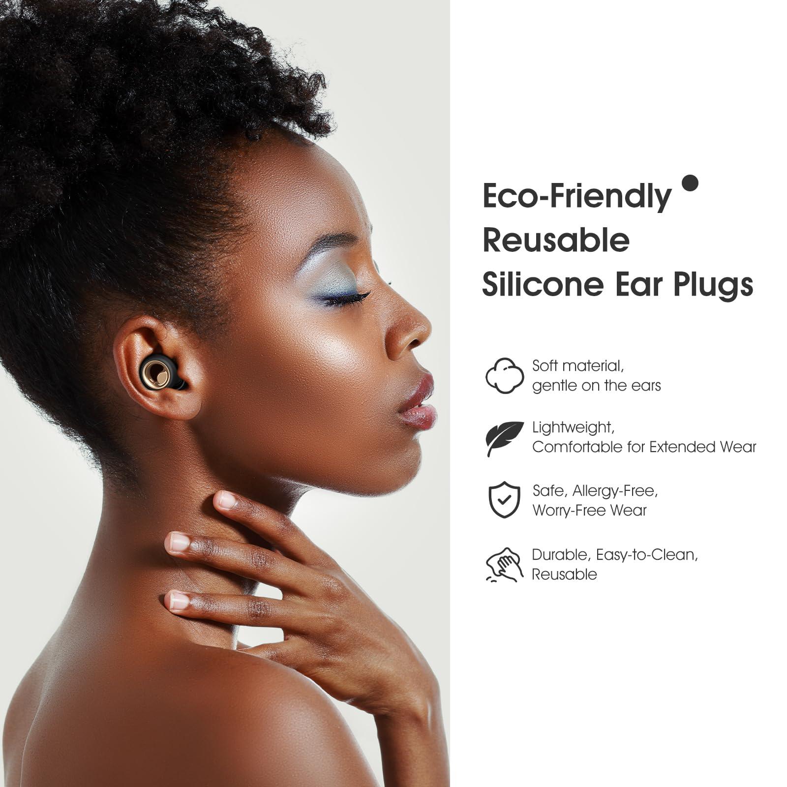 Vosaf Ear Plugs for Sleeping Noise Cancelling, Soft Earplugs for Sleep, 45dB Reusable Ear Plugs for Noise Reduction with 8 Ear Tips, Silicone Hearing Protection Ear plugs for Concert and Travel(Black) - Image 8