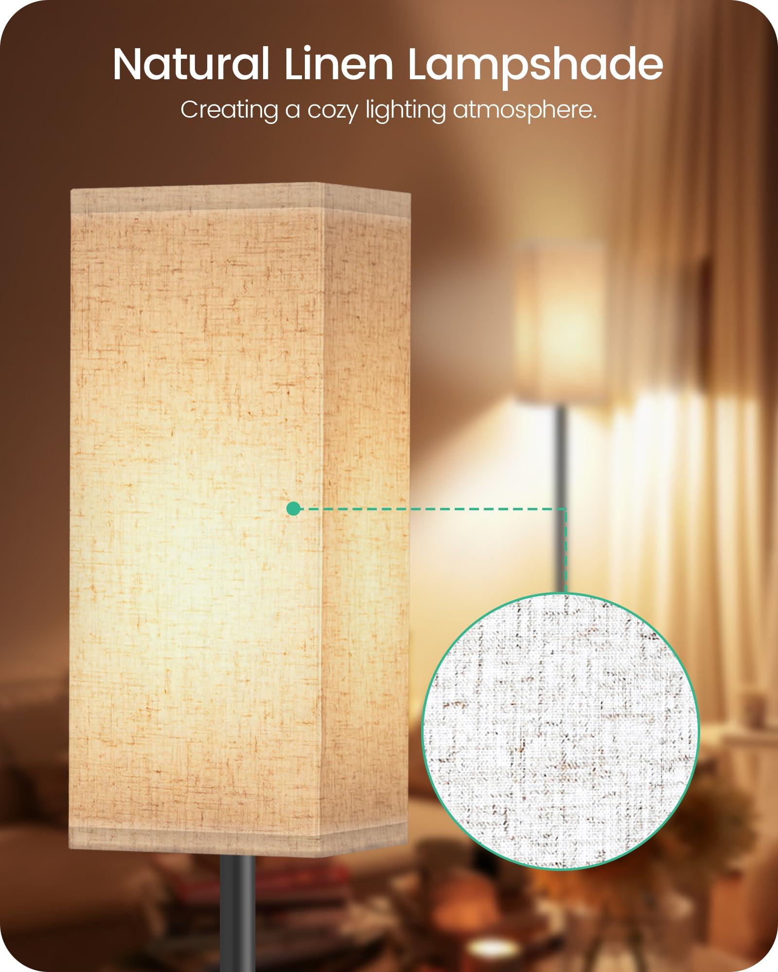GOEBLESON Floor Lamp, Pole with Foot Switch, Modern Standing Lamp Lampshade, Minimalist Freestanding Lamp (Bulb Not Included), for Living Room, Bedroom Office FCC Listed, Black and Beige E07LD05 - Image 3