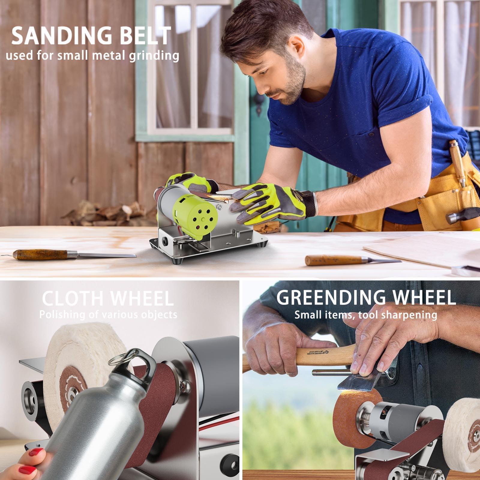 Mini Belt Sander, 7 Adjustable Speed Electric Knife Sharpener, 15 Degree Belt Grinder, Power Belt Sander for Metal Working and Woodworking - Image 6