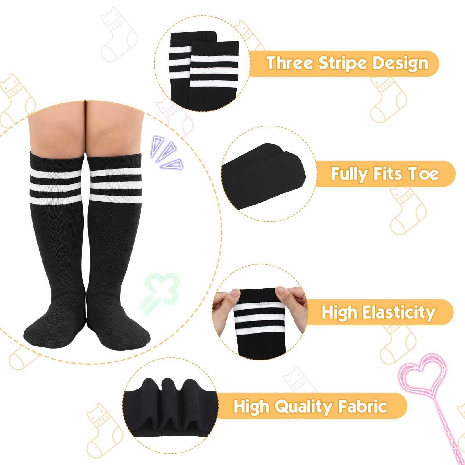 American Trends Kids Toddler Soccer Socks Knee High Tube long Three Stripes Uniform Socks for Boys Girls 1-9 years - Image 4