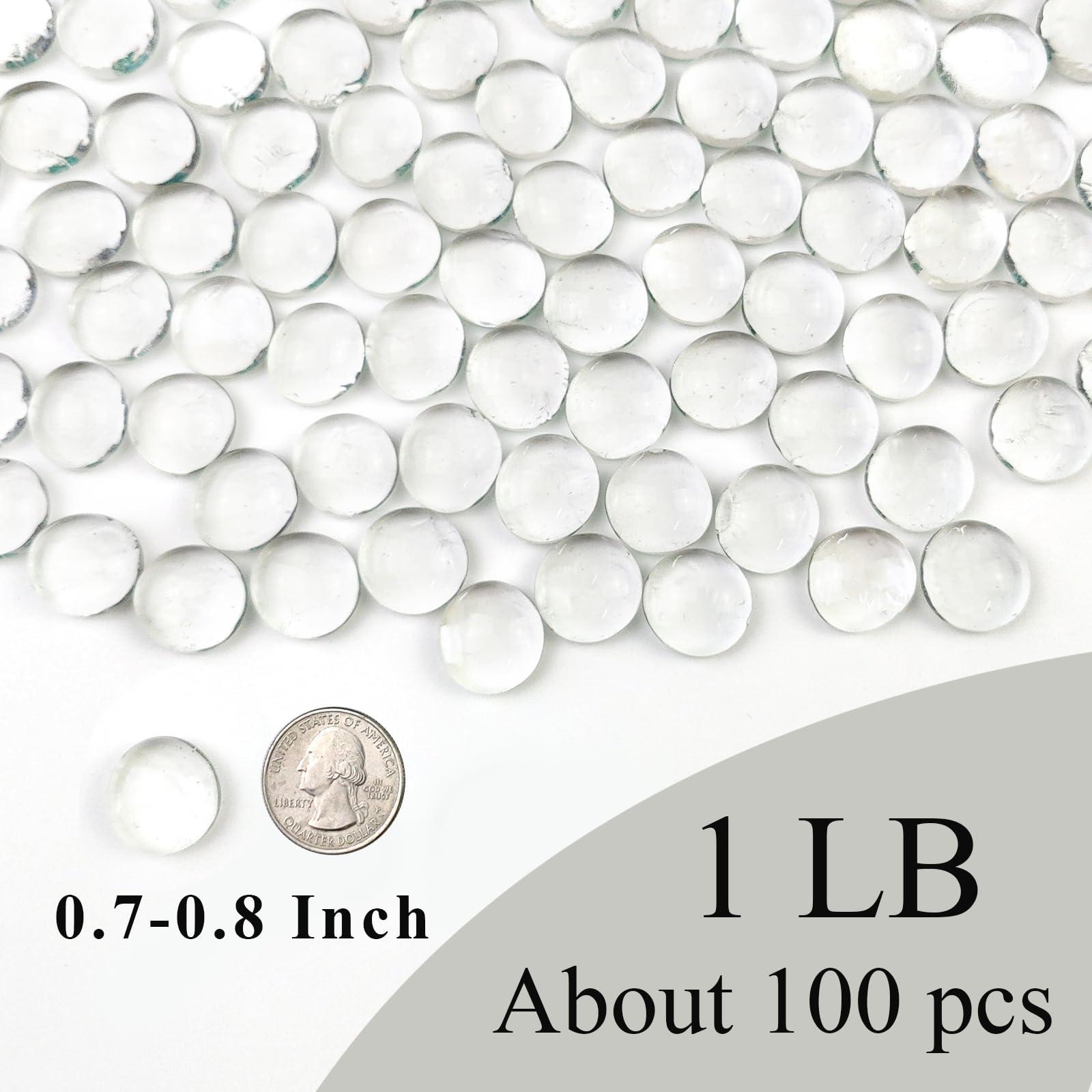 FANTIAN 1lb Clear Glass Beads for Vases, 100 Pcs Glass Pebbles, Clear Flat Glass Marbles for Vase Filler Flower Candle Crafts Centerpieces and Wedding Decoration - Image 5
