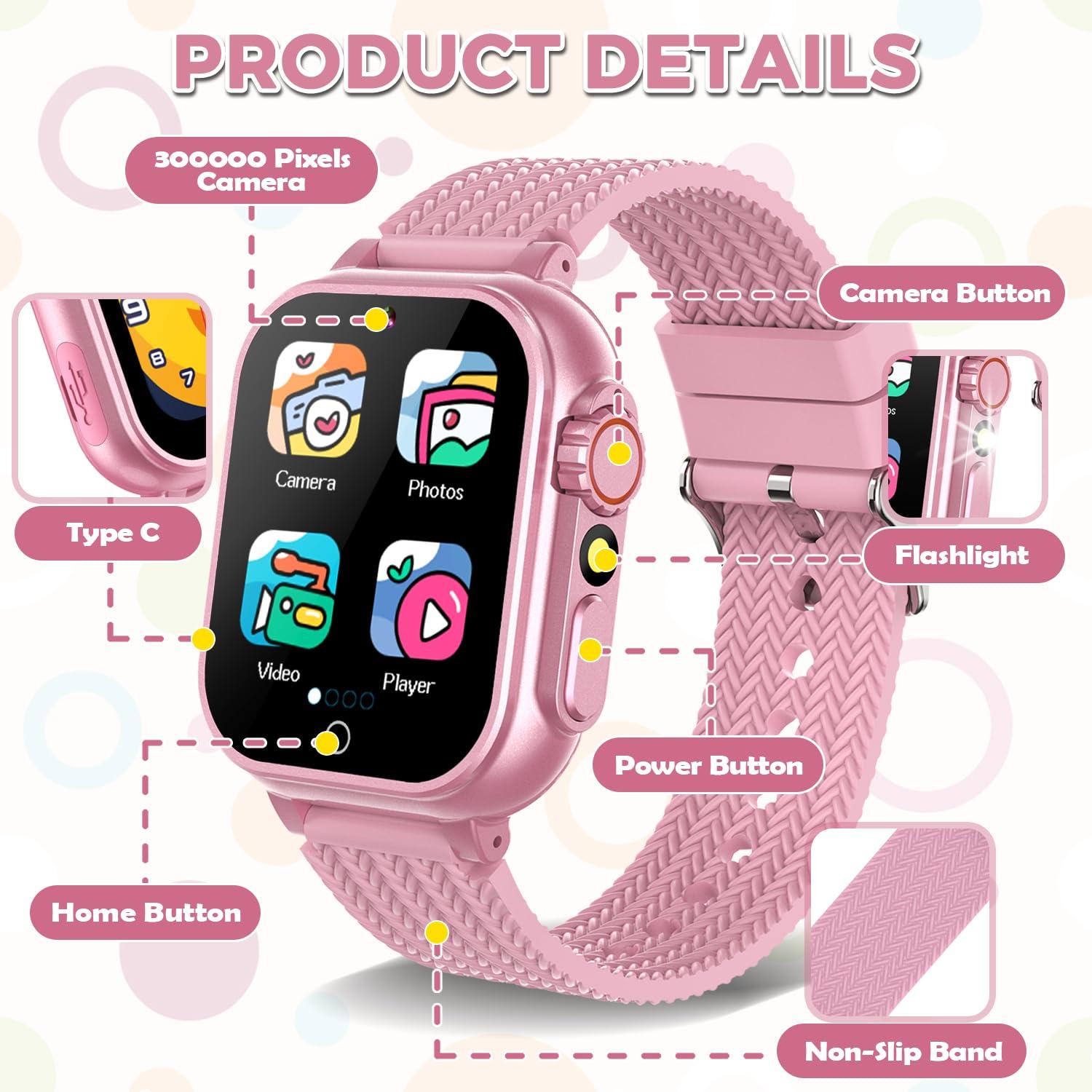 BEIARA Kids Smart Watch for Girls with 32 Games Audiobook Learn Card HD Touchscreen Camera Music Player Pedometer Educational Toys Birthday Gift for Kids Girls Ages 4-12 Kids Smartwatch - Image 6