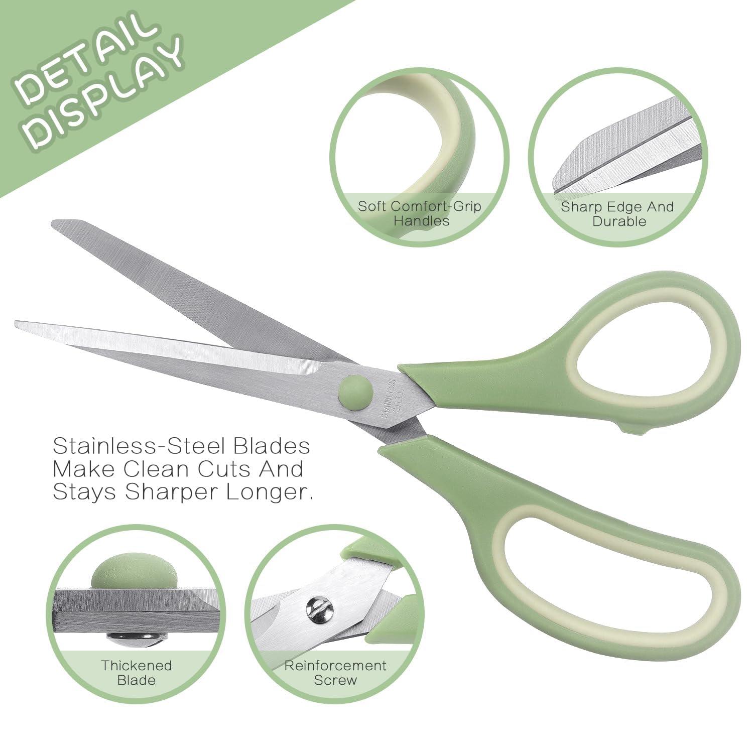 LONGKEY Scissors 8.5 Inch scissors all purpose Bulk Set of 3, Scissors for Office Home School Craft Supplies, Soft Comfort-Grip Right/Left Hand - Image 4