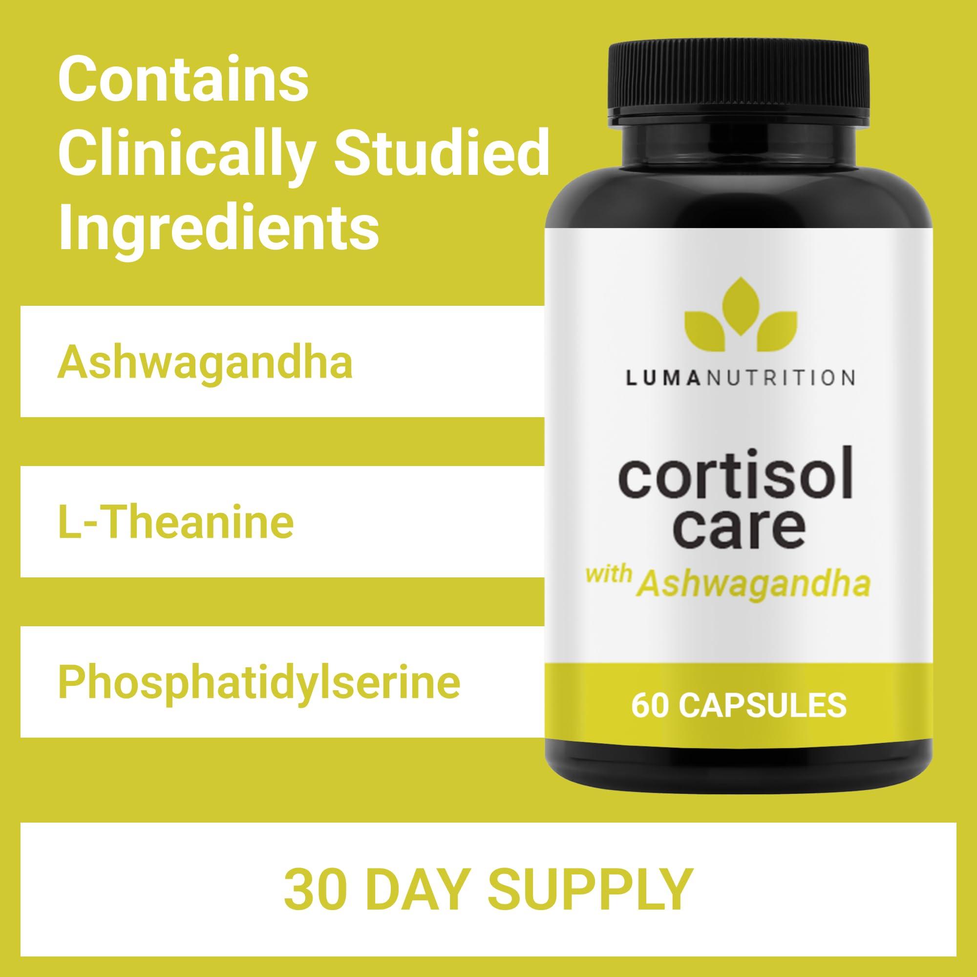 Luma Nutrition Cortisol Reducer and Manager - Ashwagandha + L-Theanine - Cortisol Supplements for Women and Men - Stress Relief, Restful Sleep, Detox, Lower and Control - 60 Capsules - Image 3