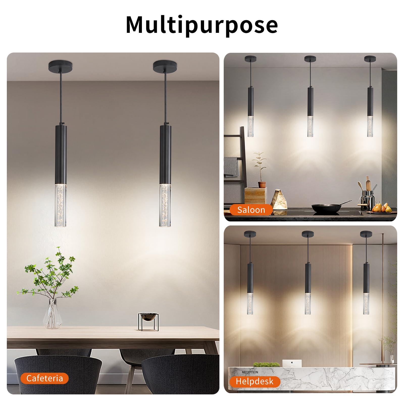 Daoseolo 3 Pack Pendant Lights Kitchen Island, LED Bubble Acrylic Island Lighting Fixtures, 3 Color 3000K/4500K/6500K, Modern Cylinder Ceiling Hanging Light for Bedroom, Bar, Dining Room, Bathroom - Image 6