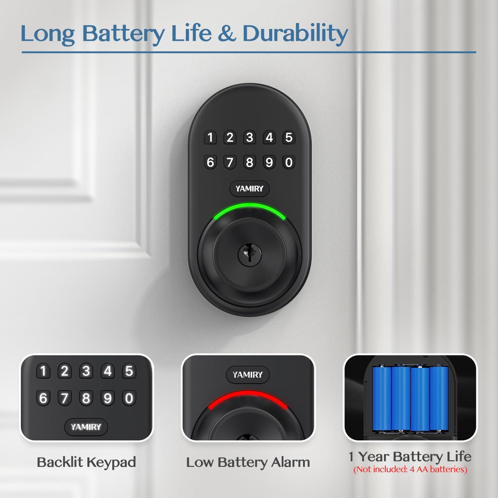 Keypad Smart Door Knob Lock, Yamiry Keyless Entry Digital Lock with Handle, Electronic Code Knob for Front Door, Easy Installation - Image 5