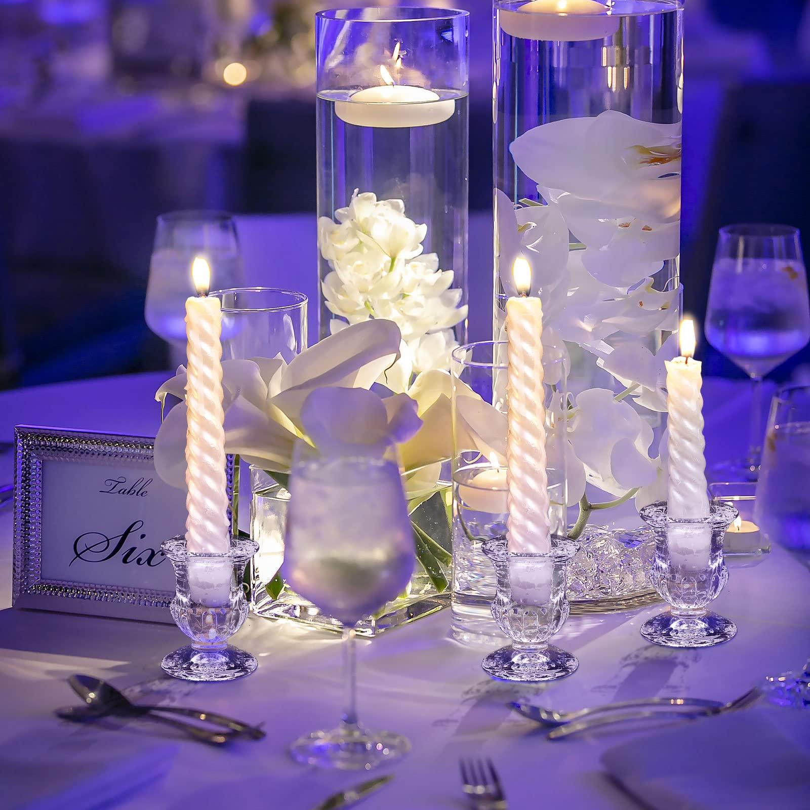 Foaincore Taper Candle Holders Bulk 2.5 Inch Candlestick Holder Small Candlestick Holder Thicker Glass Candle Sticks Set for Wedding Christmas Party Table Centerpiece(Clear,36 Pcs) - Image 4
