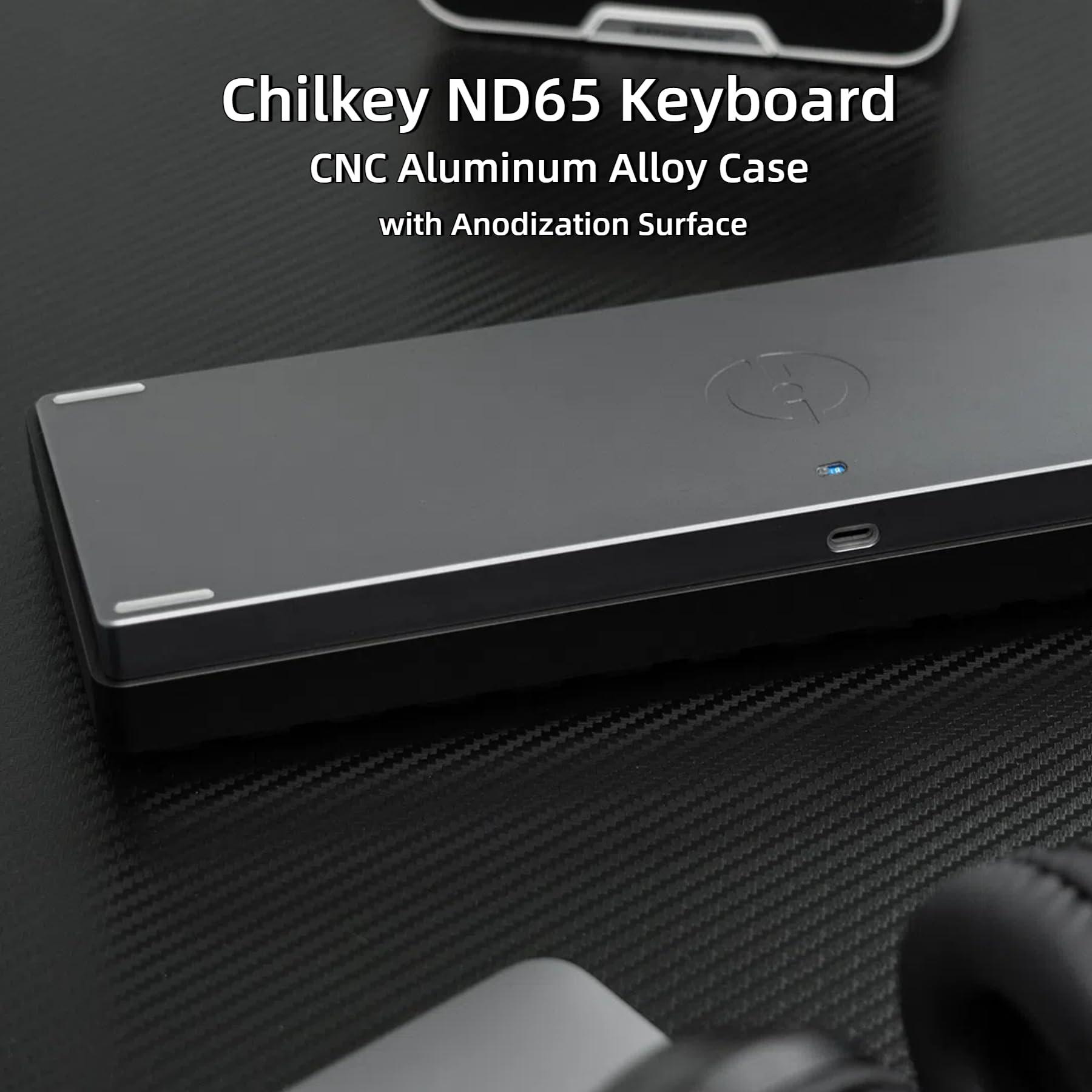 Chilkey ND65 Wireless Aluminum Mechanical Keyboard, 65% Layout Portable Gaming Keyboard, Tri-Mode BT5.0/2.4GHz/USB-C Hot Swappable Custom RGB Backlit Key Board for Laptop Office PC - Black - Image 3