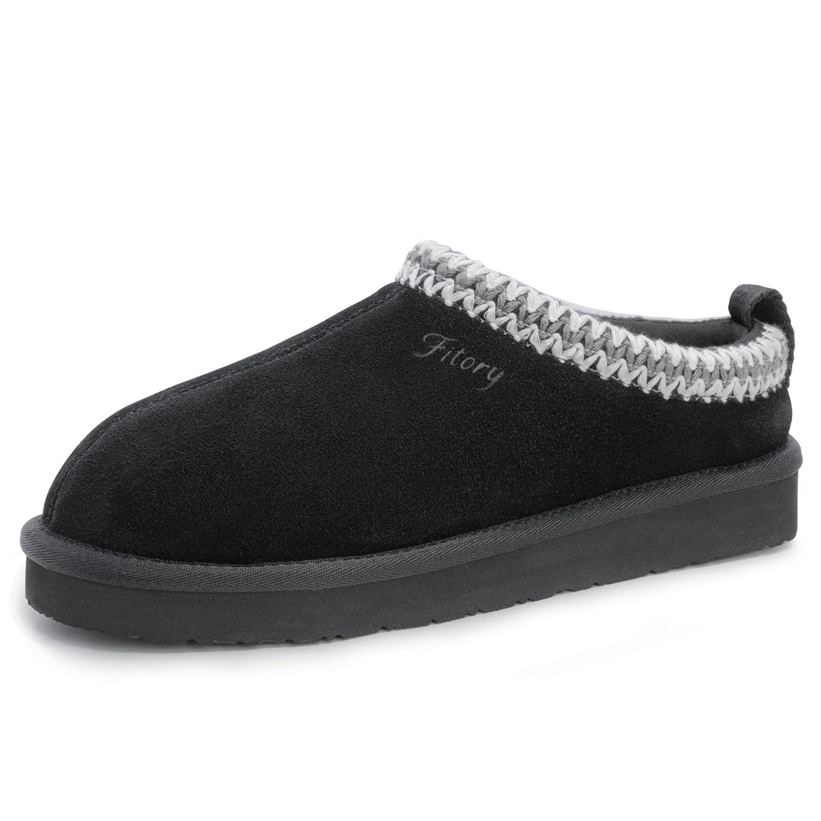 FITORY Women's Suede Slipper | Flat Short Mini Boots with Fur Fleece | Winter Casual Comfort Shoes
