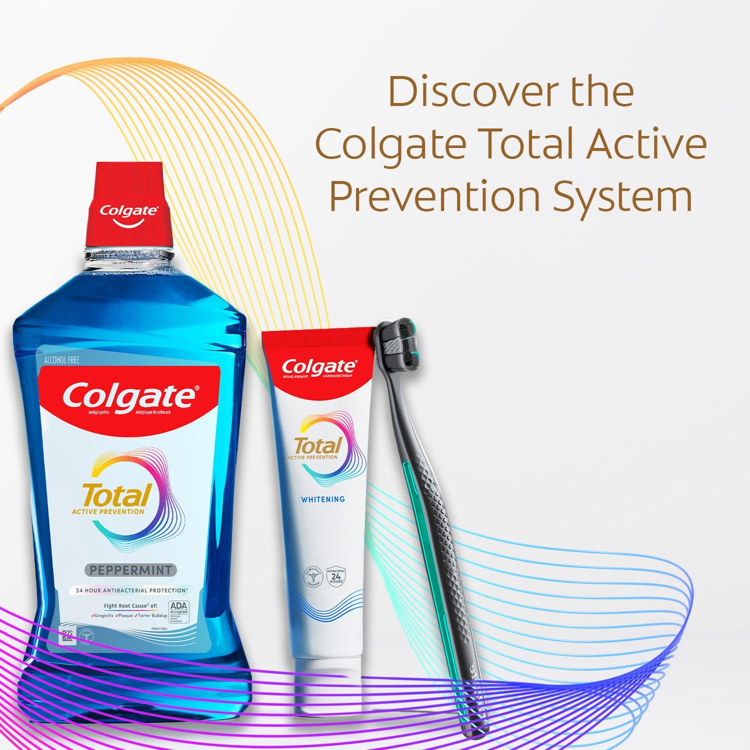 Colgate Total Active Prevention Soft Bristle Whitening Toothbrushes, Soft Toothbrush with Charcoal Infused Bristles, Helps Whiten and Reaches Deeper Along The Gumline and Between Teeth, Black, 2 Pack - Image 6