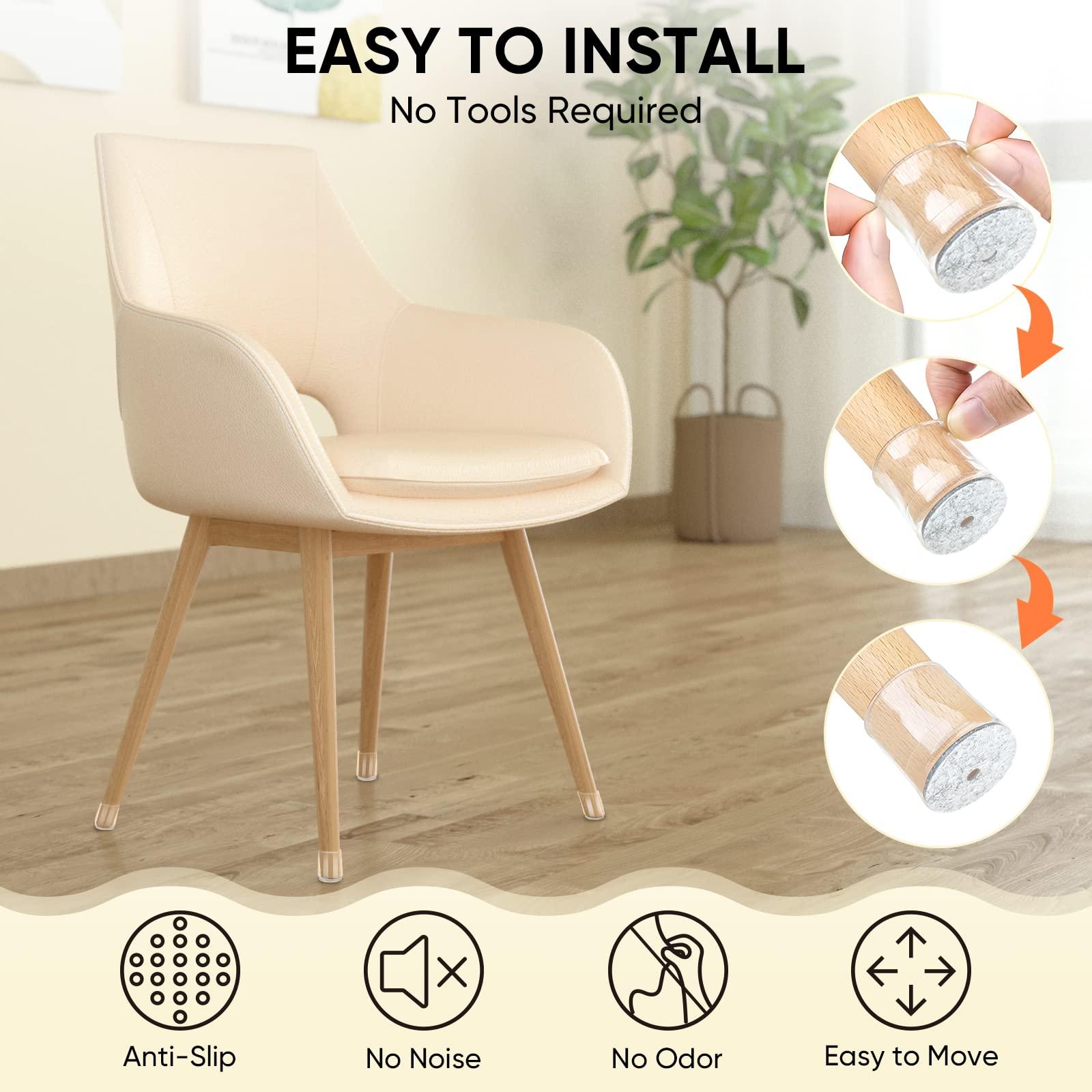 BALEINE 16 Pack Silicone Chair Leg Floor Protectors, Stool Leg Protectors Cap, Non-Slip Chair Leg Caps for Hardwood Floors (Clear & Small, 16 Pack) - Image 5