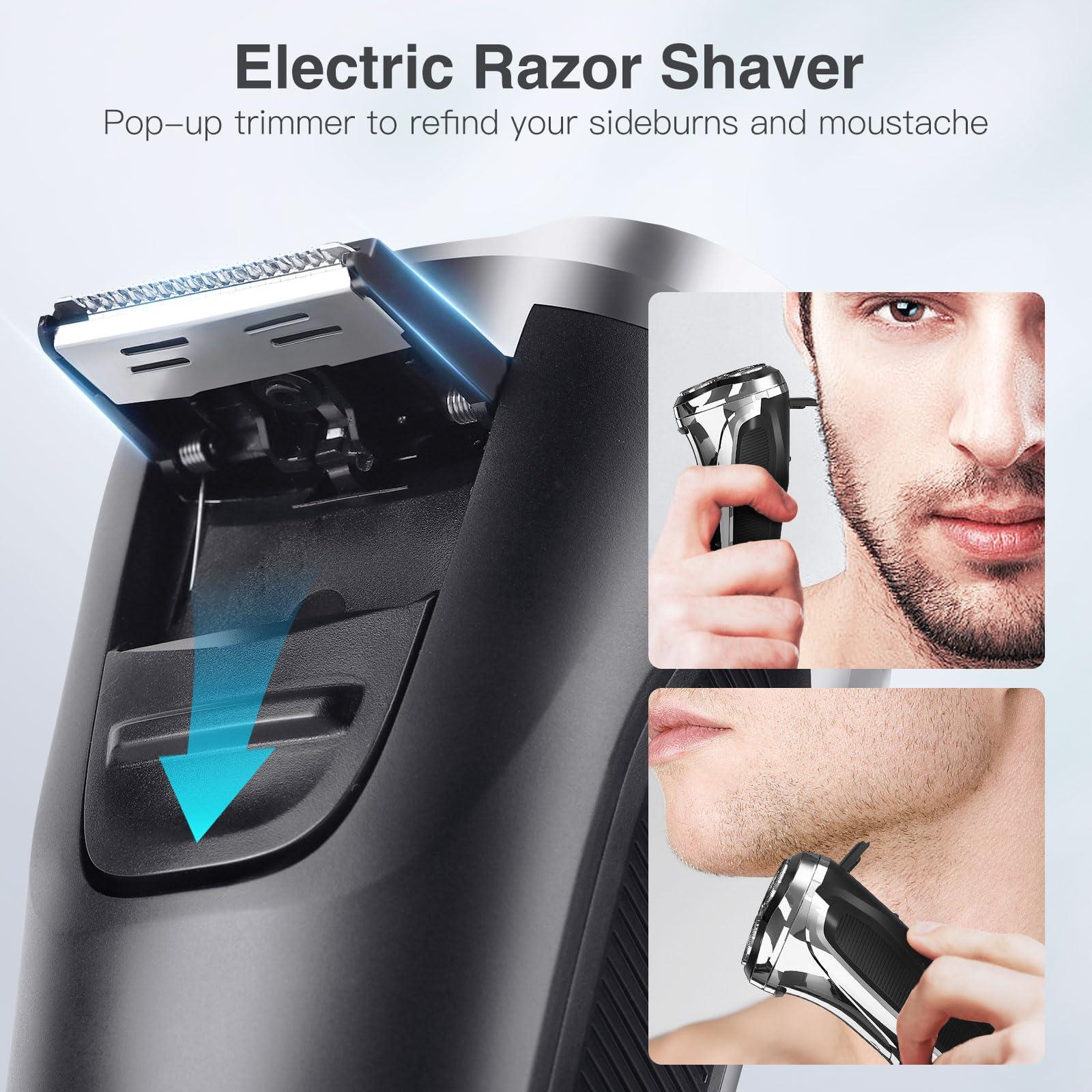 YIRISO Electric Razor for Men, Men’s Electric Shavers, Wet & Dry Shaver with Pop-up Trimmer, USB-C Rechargeable Waterproof Portable Shaver with LCD Display/Travel Organizer/Travel Lock Ideal Men Gift - Image 3
