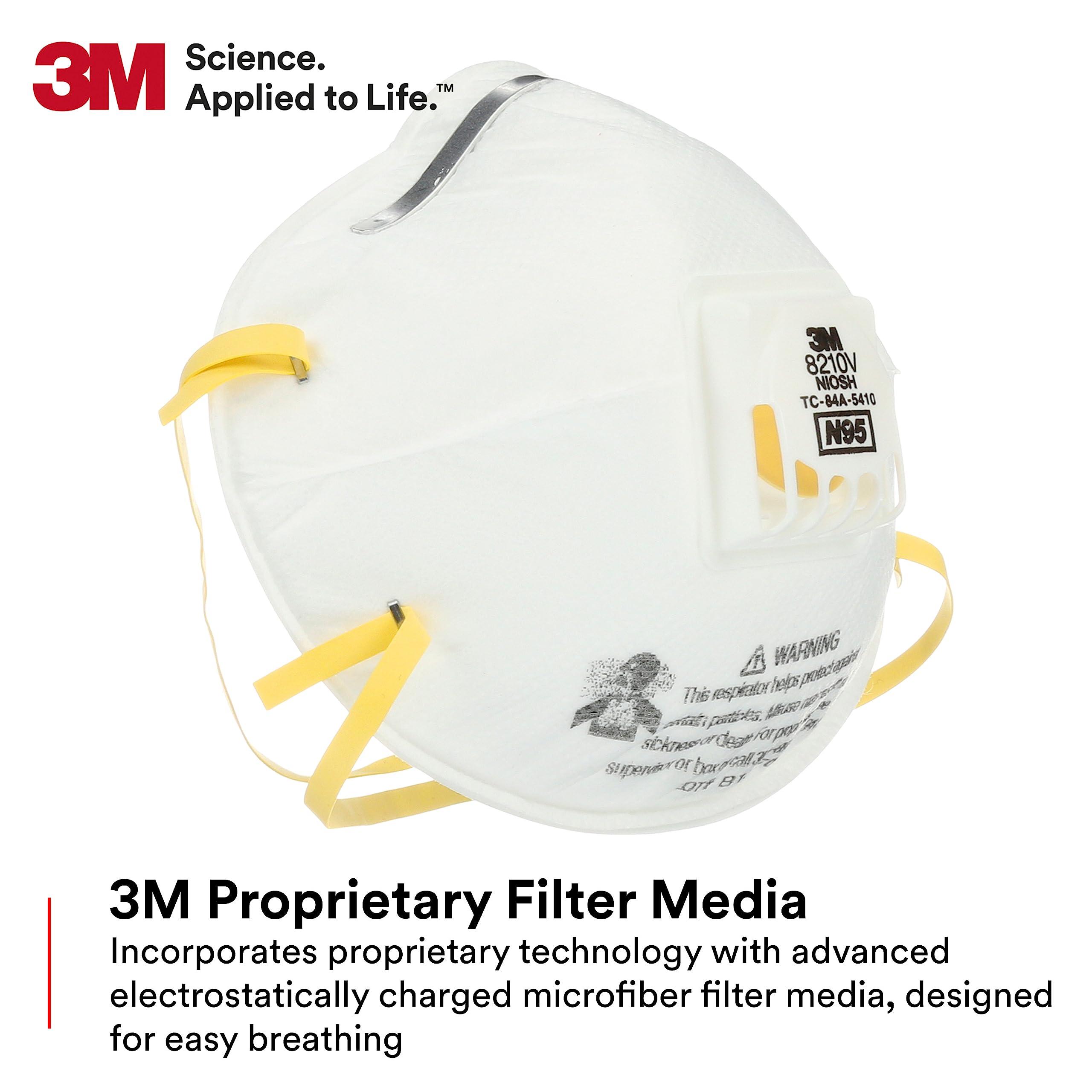 3M Particulate Respirator 8210V with Cool Flow Valve, Pack of 80, NIOSH APPROVED, Disposable, Smoke, Grinding, Sanding, Sawing, Sweeping, Woodworking, Dust - Image 4