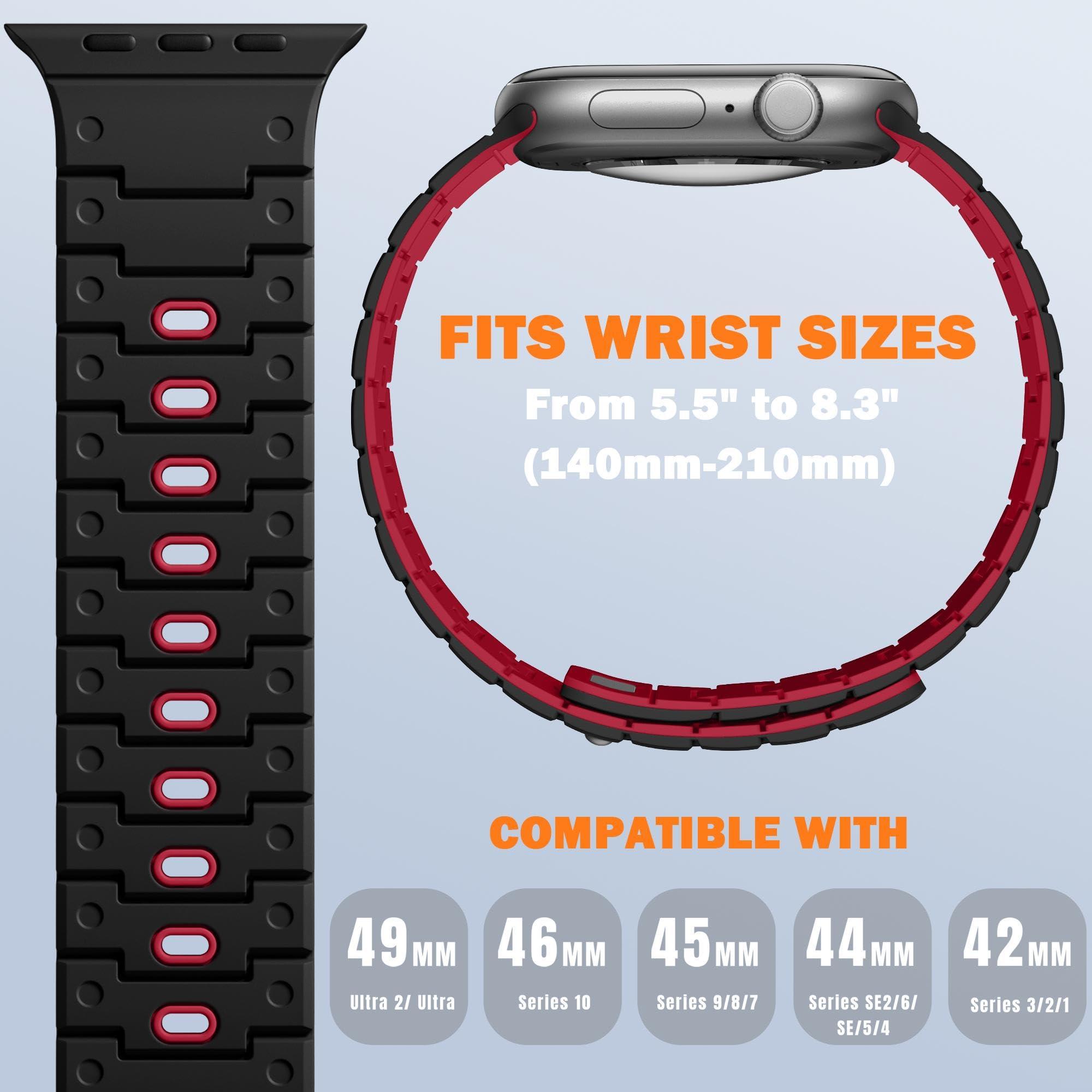 Bandletic Magnetic Watchband + Sport Rugged Strap Compatible with Apple Watch Ultra 2/Ultra Band 49mm - Waterproof Strap for for iWatch Series SE2/SE/10/9/8/7/6/5 46mm 45mm 44mm 42mm (Series 3/2/1) - Image 4