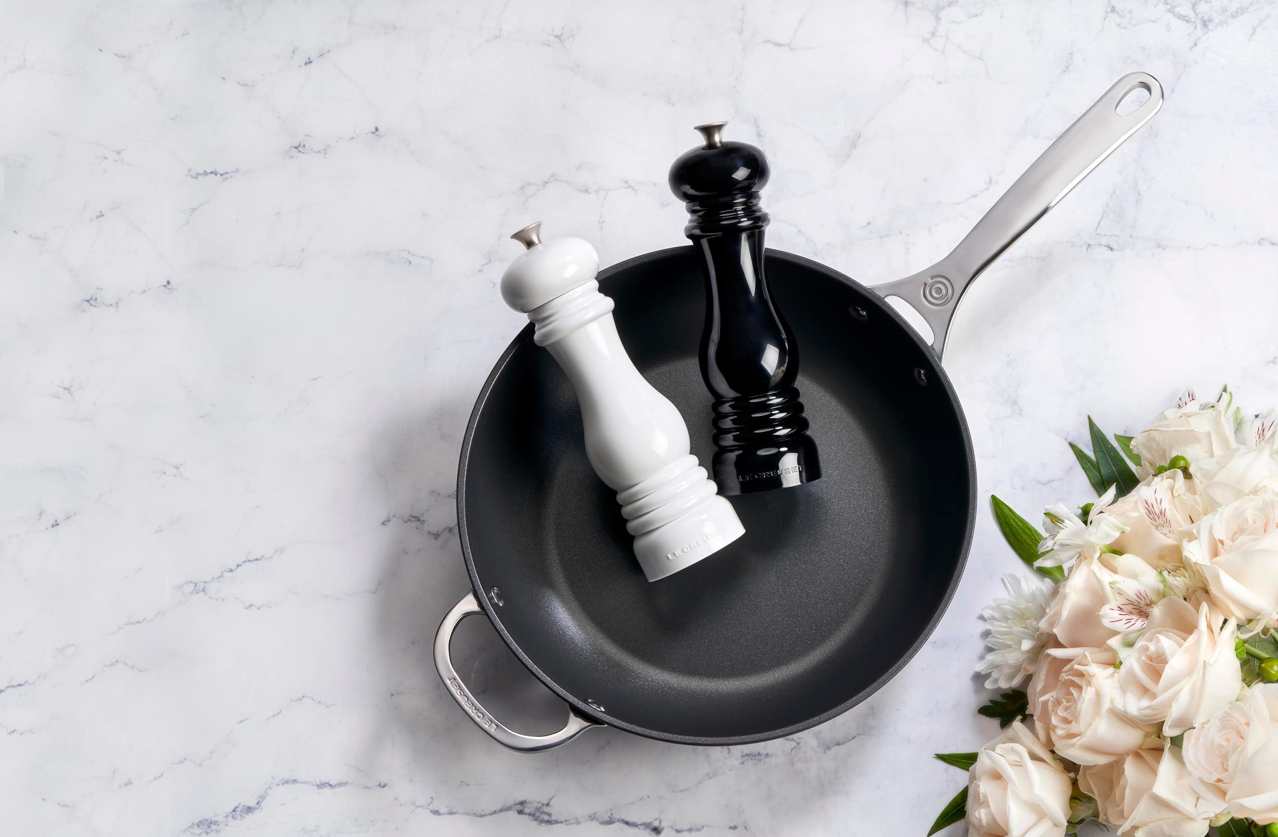 Le Creuset Salt and Pepper Mill Set, 8" x 2 1/2" each, Black & White - Image 2