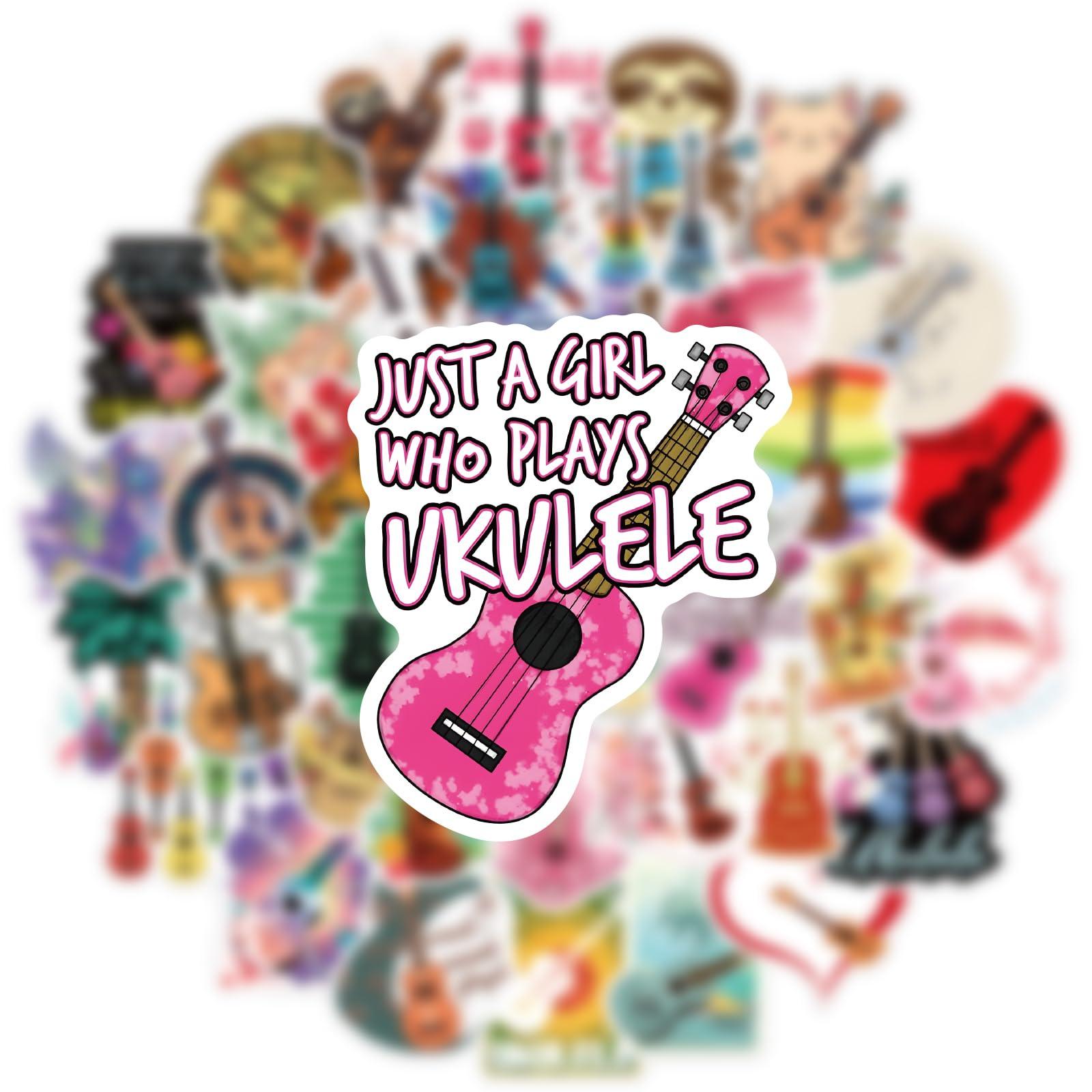 60pcs Ukulele Stickers Pack, Aesthetic Vinyl Waterproof Sticker Decals for Water Bottle,Laptop,Phone,Skateboard,Scrapbooking,Bumper for Kids Teens Adults for Party Supply Decor Favor… - Image 5