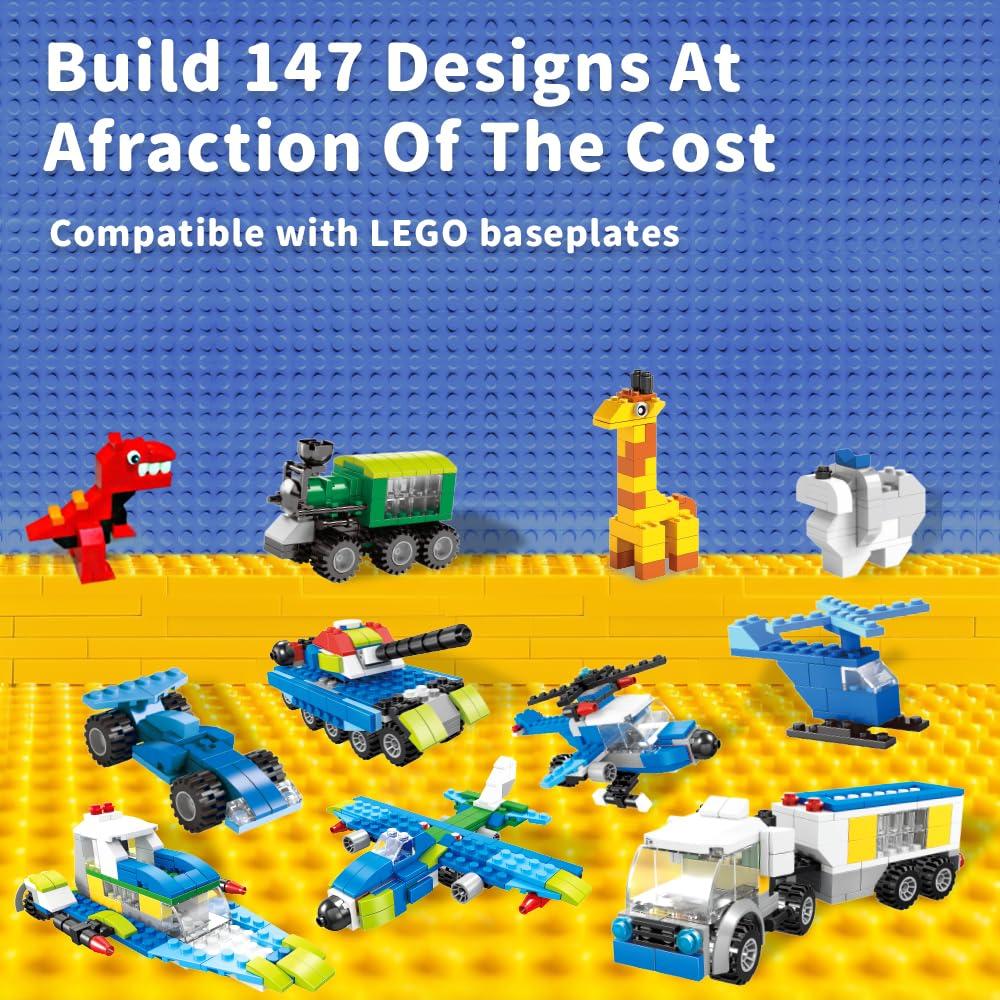 1100 Piece Building Blocks Classic Building Toys, Creative Bulk Building Bricks Sets Compatible with Legos Baseplate Sets 17 Colors Mixed 147 Shapes for Kids Party Favors Birthday - Image 3