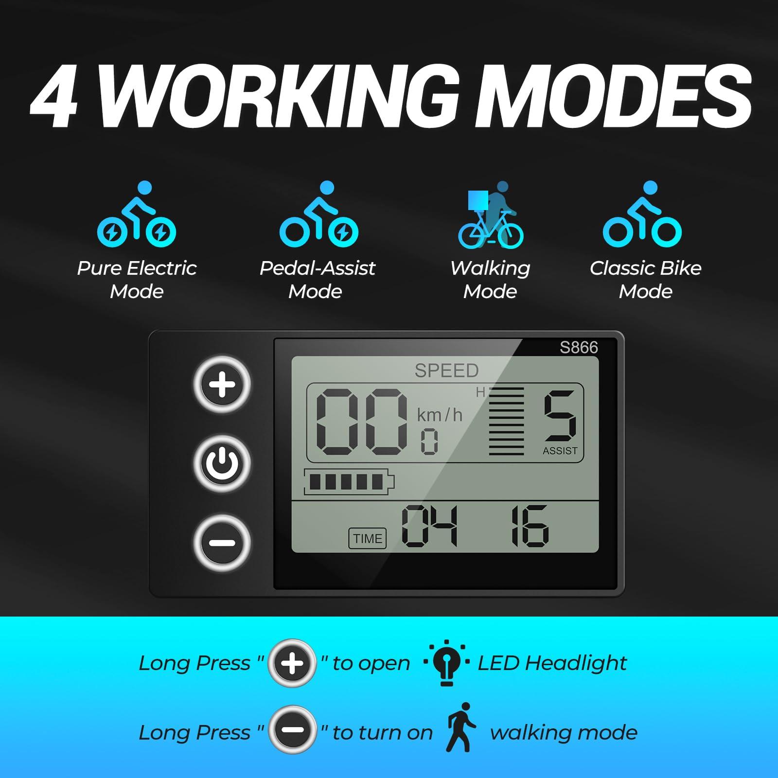 Geemax Electric Bike for Adults, 26" x 4.0 Fat Tire Ebike, 1000W Peak 1500W 48V 15.6Ah Lithium Battery Electric Bicycle, 35MPH, 21-Speed, Up to 50 Miles for Commuting, Beach, Snow - Image 4