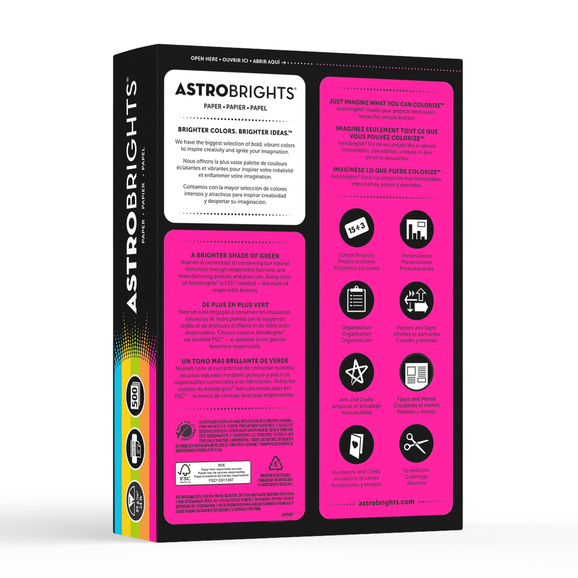 Neenah Astrobrights® Bright Color Paper, Letter Size Paper, 24 lb, Assorted Colors, 500 Sheets - Image 4