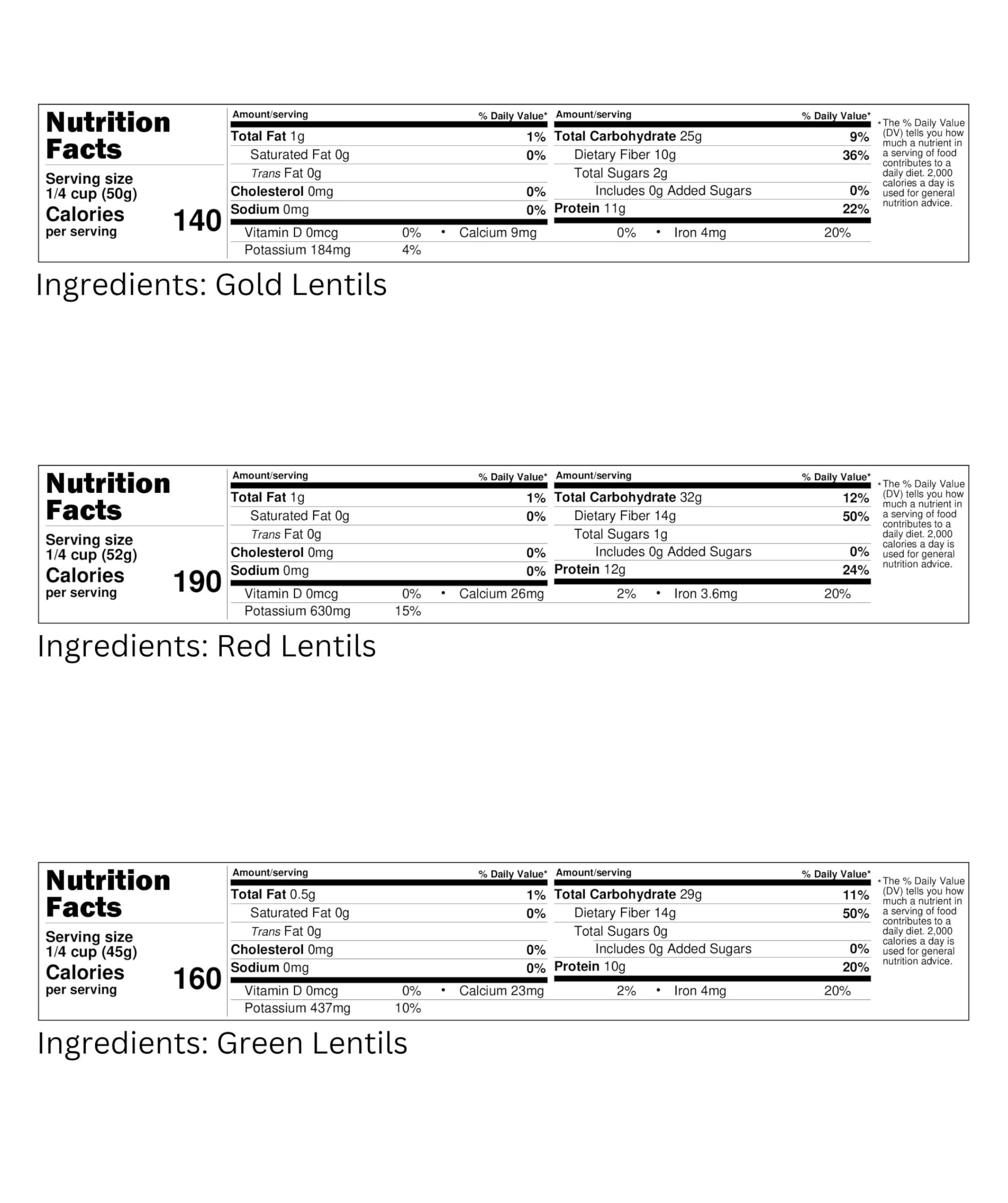 Red Lentils | Green Lentils | Golden Lentils | 12 LBS Total | Non-GMO | 100% Non Irradiated | Kosher | USA Grown | Vegan - Image 2
