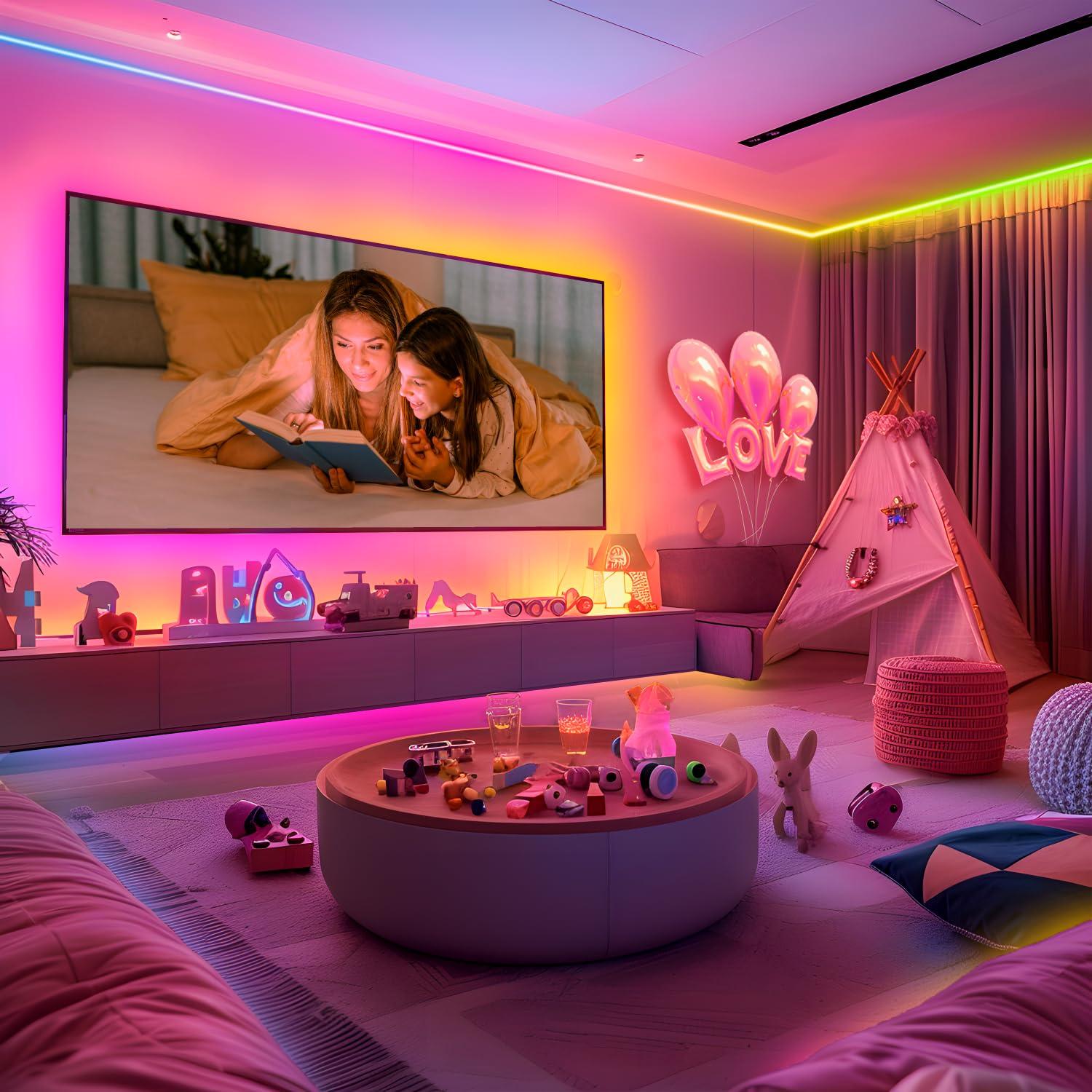ERBTY Led Lights for Bedroom, IC+RGB 65.6FT Strip Lights, 24Key Remote with App Control, Music Sync Color Changing for Room Decor Party - Image 2
