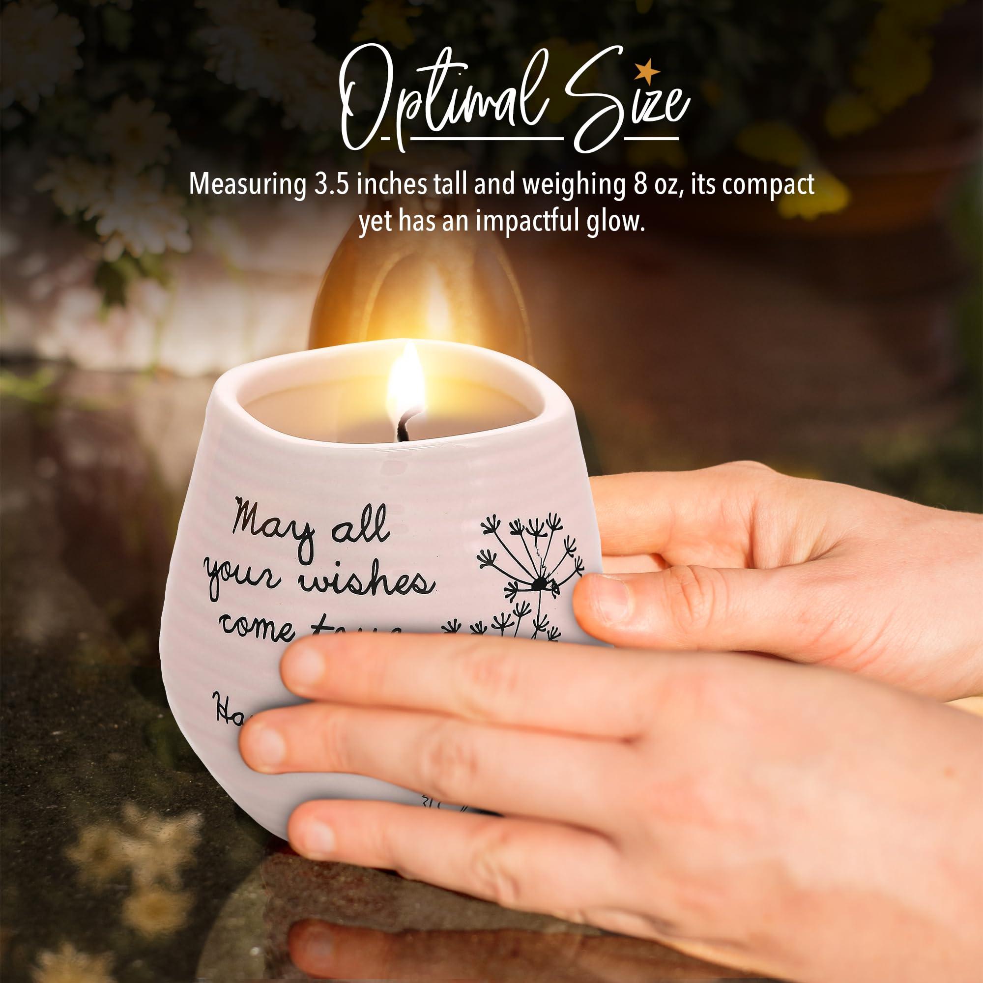 Pavilion - 8 Oz Candle Holder - Pink Ceramic Candle Jar with 100% Soy Wax Candle Serenity Scent "May all your wishes come true Happy 60th" Ideal Gift for Loved Ones - Printed Text, Love Theme & Oval - Image 7