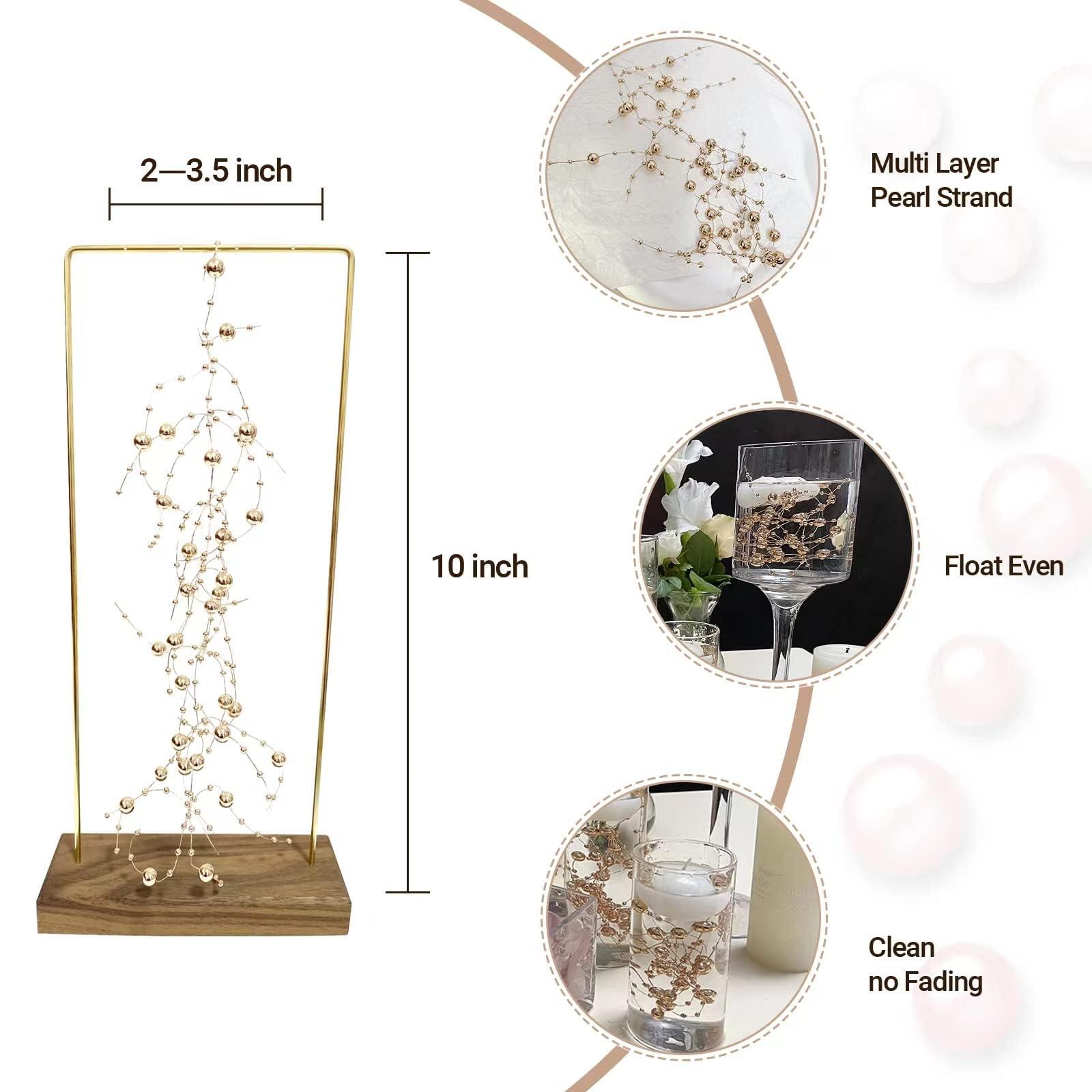 TeaSu 24Pcs Pearl String for Floating Candle Centerpieces, Pearl Vase Filler Decor for Wedding Centerpieces (Champagne Gold) - Image 3