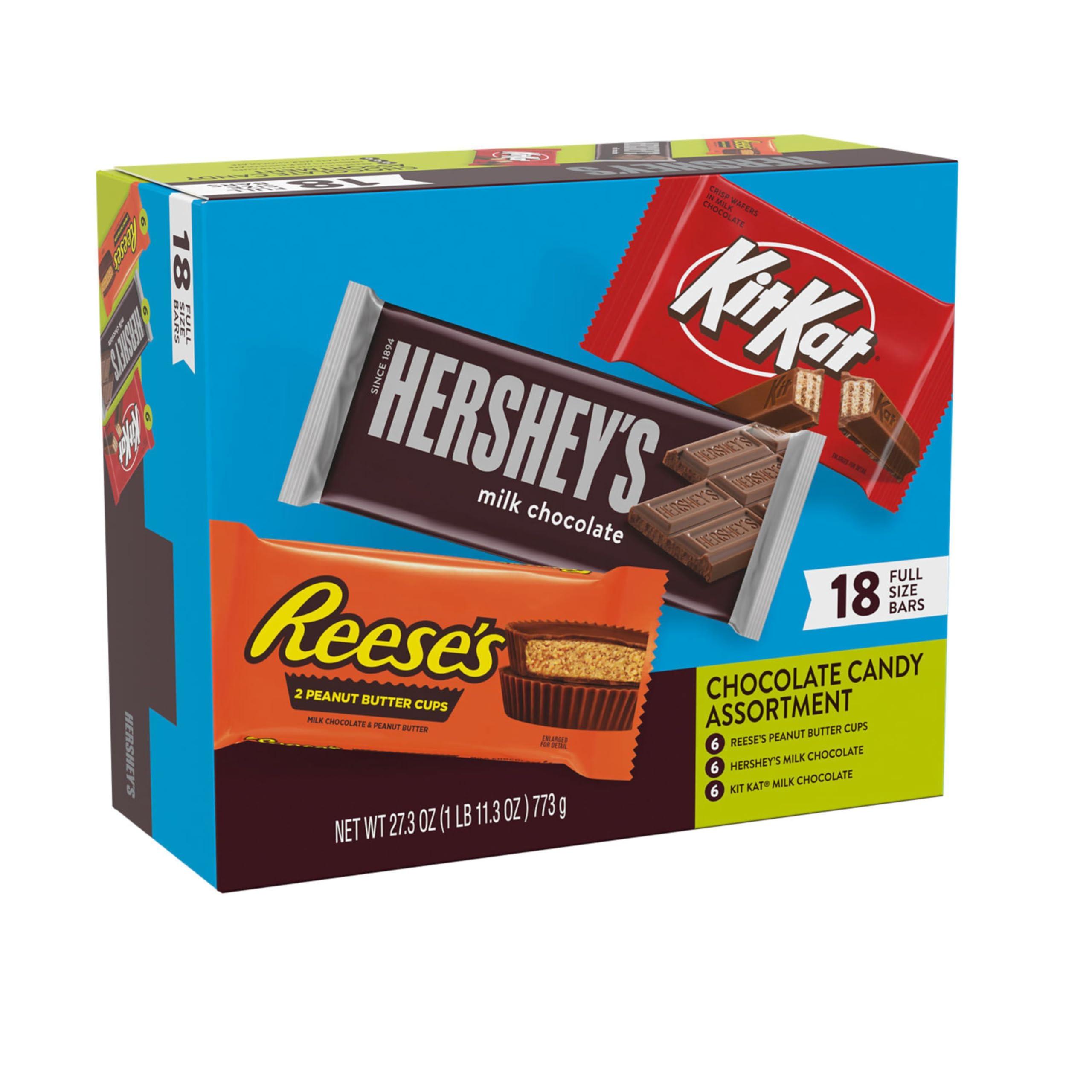 HERSHEY'S, KIT KAT and REESE'S Assorted Milk Chocolate Candy Variety Box, 27.3 oz (18 Count) - Image 2