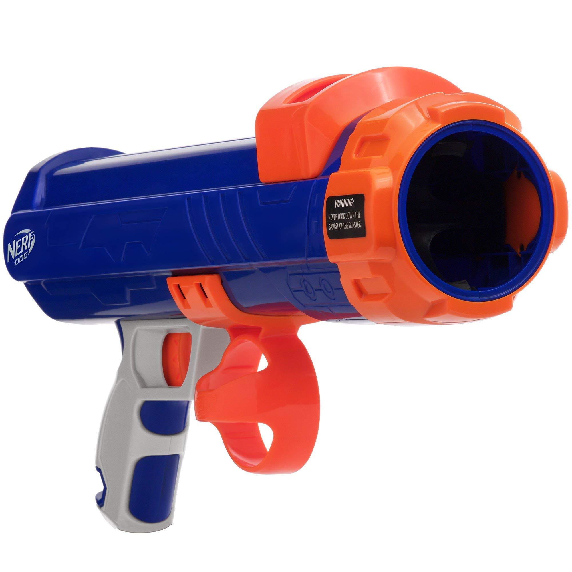 Nerf Dog Tennis Ball Blaster Dog Toy Blue/Orange, 16 Inch Compact Blaster with 1 Ball - Image 1