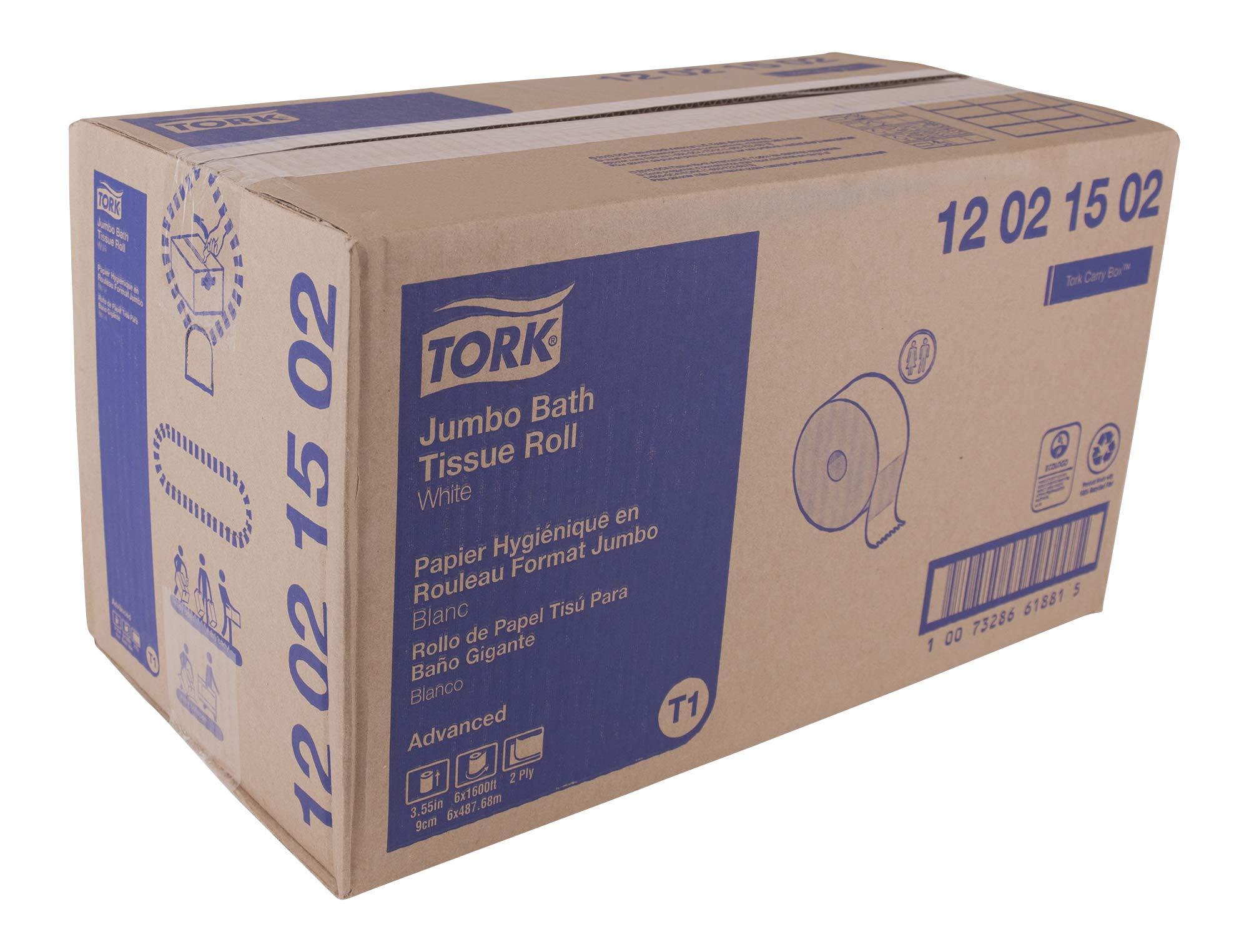 Tork Jumbo Toilet Paper Roll White T1, Advanced, 2-ply, 6 x 1600 feet, 12021502, 6 Count (Pack of 1) - Image 9