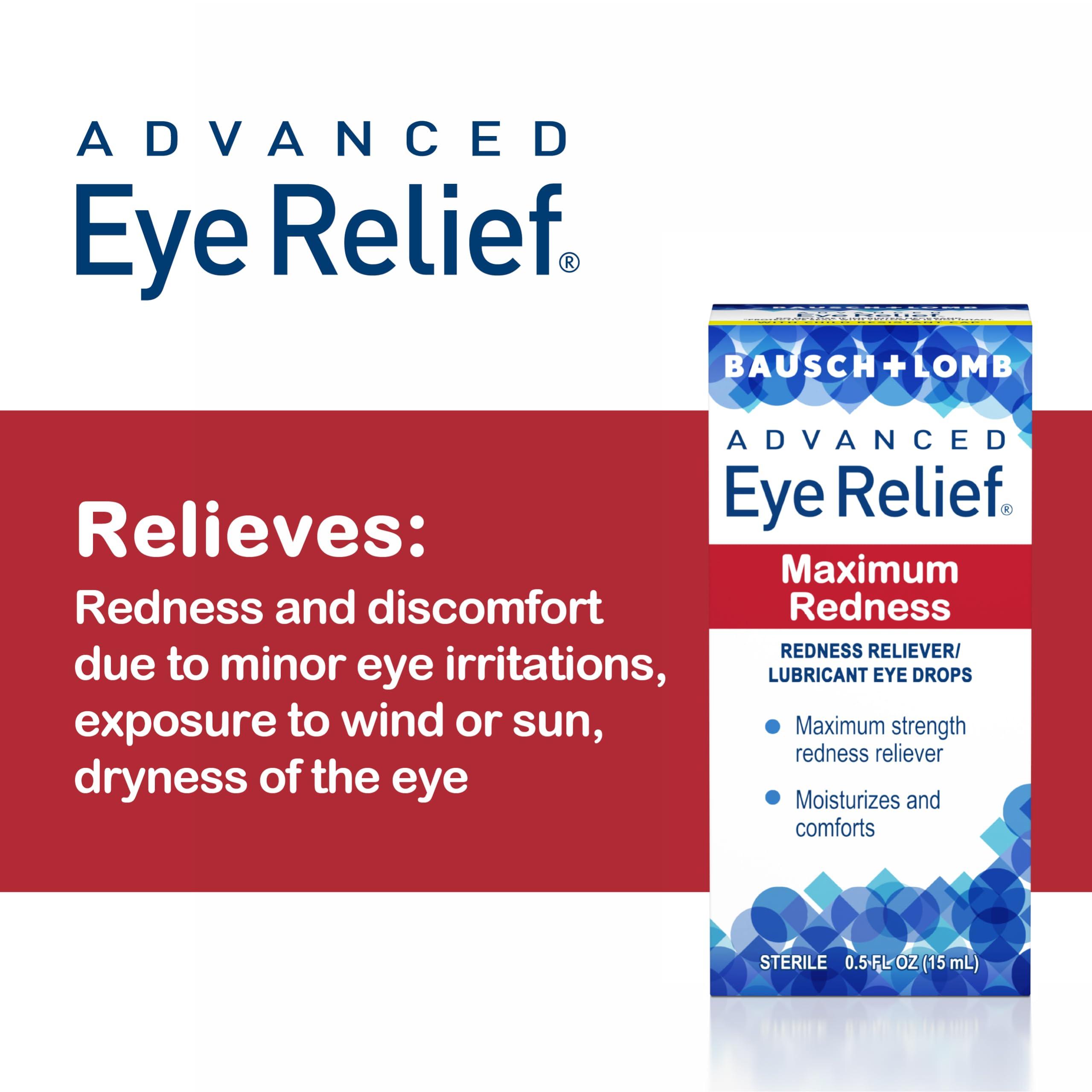 Bausch + Lomb Advanced Eye Relief, Maximum Redness Reliever and Lubricant Eye Drops, Soothes Burning & Irritated Dry Eyes, Moisturizes & Comforts, 0.5 Fl Oz (Pack of 6) - Image 3