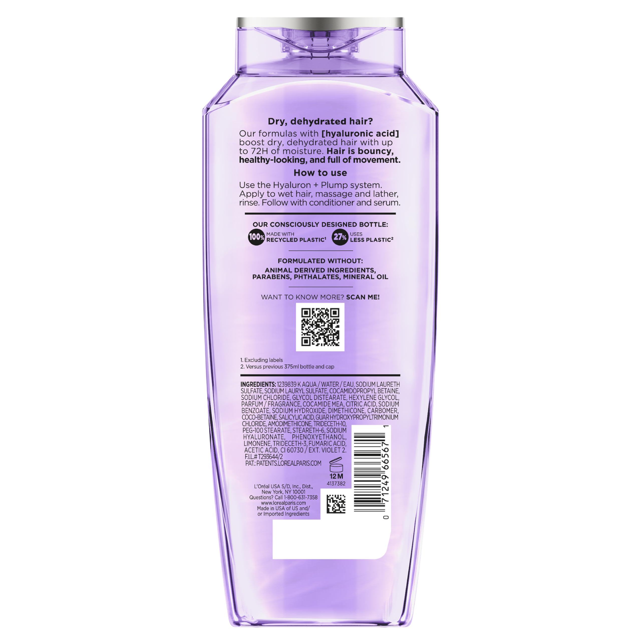 L'Oreal Paris Elvive Hyaluron Plump Hydrating Shampoo for Dehydrated, Dry Hair Infused with Hyaluronic Acid Care Complex, Paraben-Free, 12.6 Fl Oz - Image 11