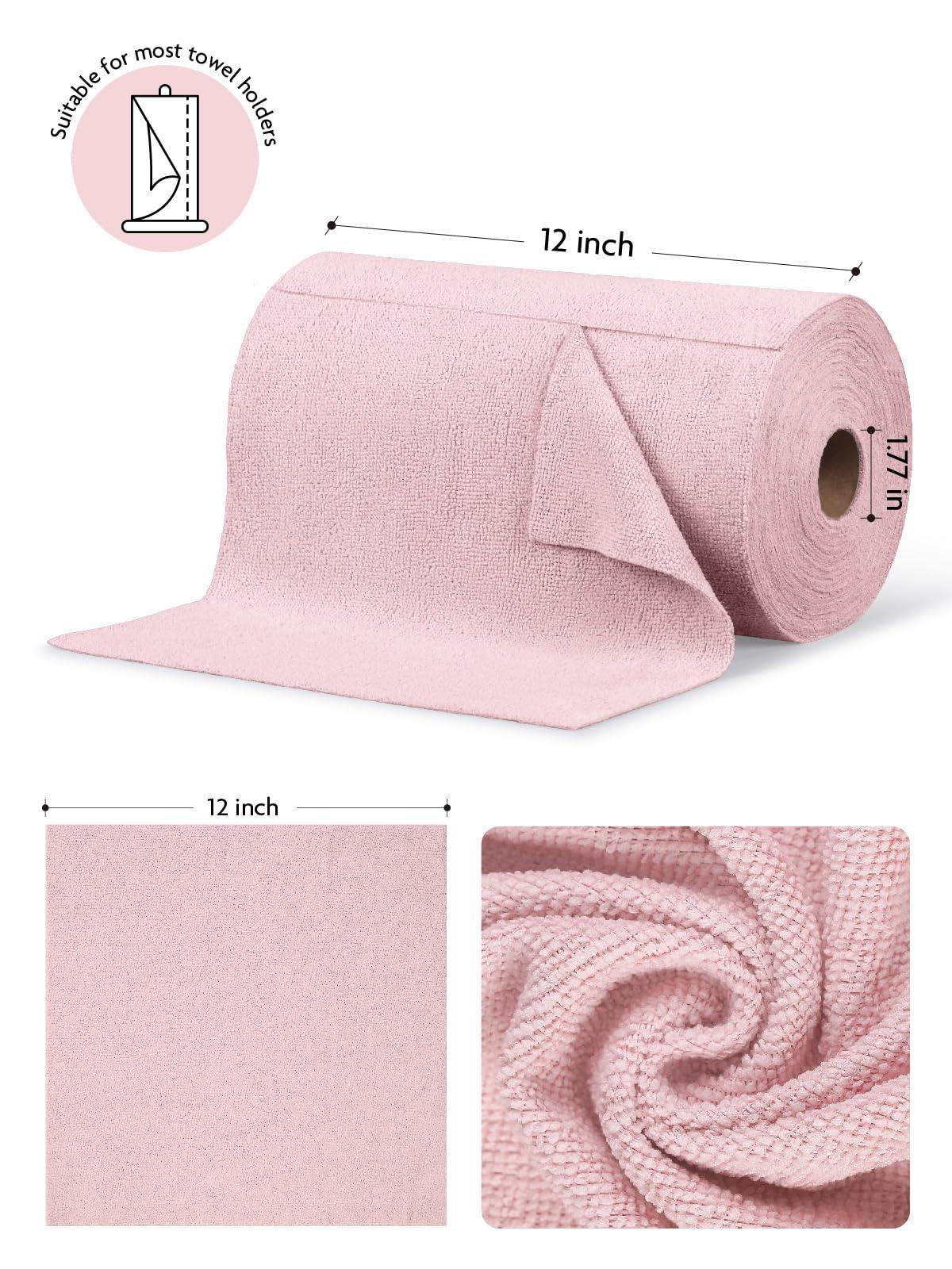 Fantasticlean Microfiber Cleaning Cloth Roll -75 Pack, Tear Away Microfiber Towels, 12" x 12", Reusable, Washable, Scratch Free, Ultra Absorbent Dish Rags for Car, Home, Garage or Shop (Pink) - Image 2
