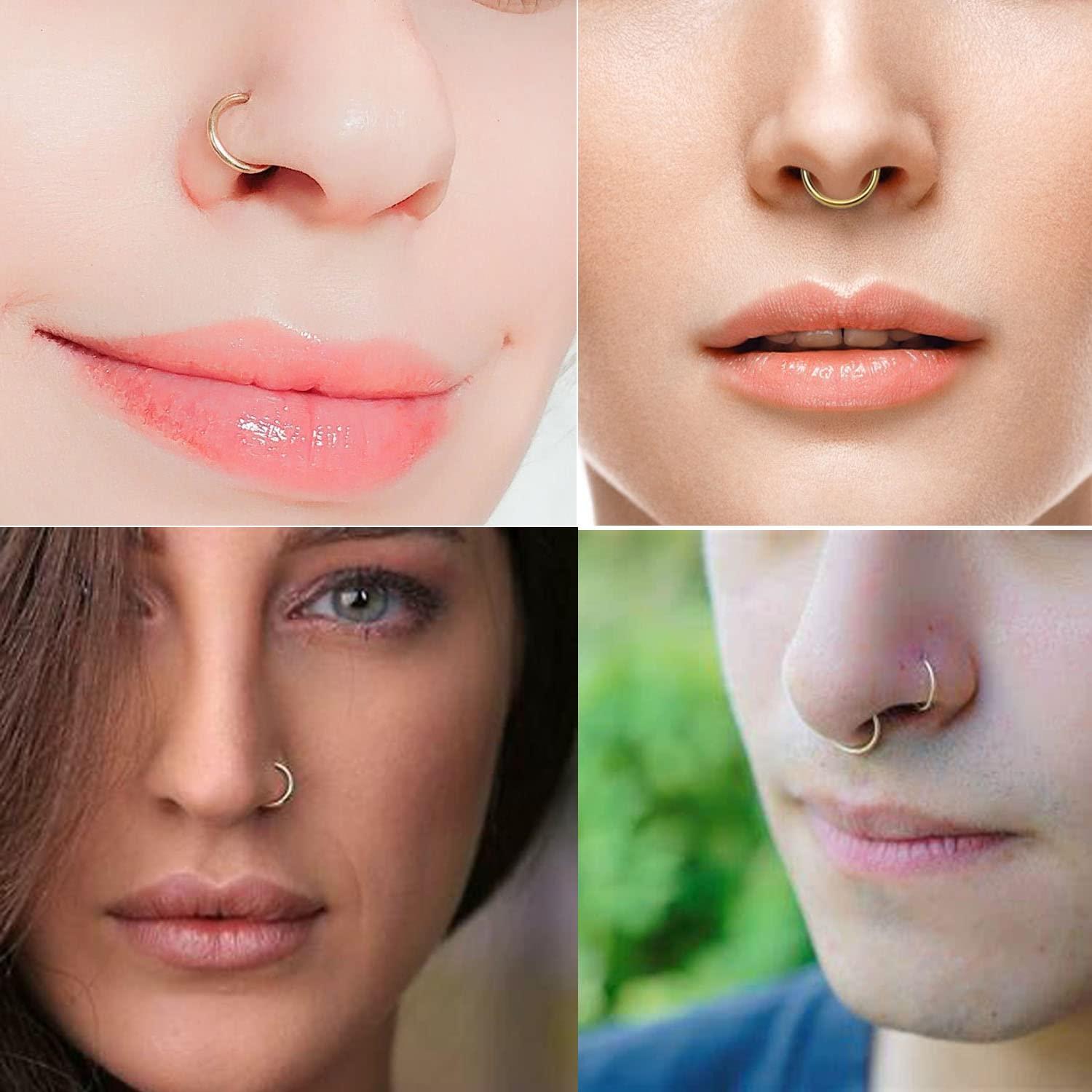 FECTAS Nose Rings Hoops Surgical Steel 18g 20g Gauge 6mm 8mm 10mm 12mm Earrings Piercing Hoops Jewelry for Men Women - Image 5