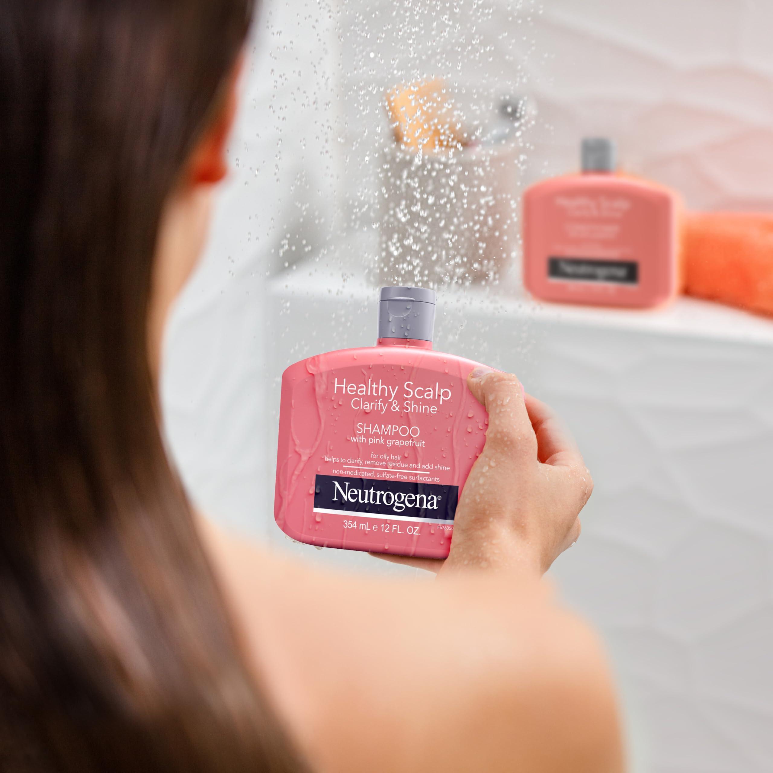 Neutrogena Exfoliating Healthy Scalp Clarifying Shampoo for Oily Hair & Scalp, Pink Grapefruit pH-Balanced Anti-Residue Formula Adds Shine, Sulfate, Paraben & Phthalate-Free, Color-Safe, 12 Fl Oz - Image 6
