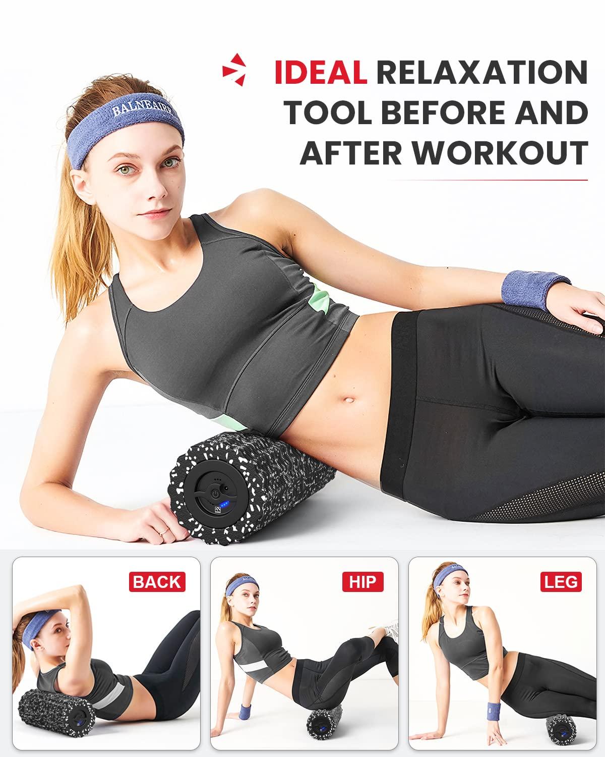 FITINDEX Vibrating Foam Roller for Muscle Deep Tissue, Back Pain Relief, FSA or HSA Eligible, Leg Foot Neck Massager, Exercise, Pilates, Muscle Recovery, Physical Therapy, 4-Speed, Rechargeable, Black - Image 4