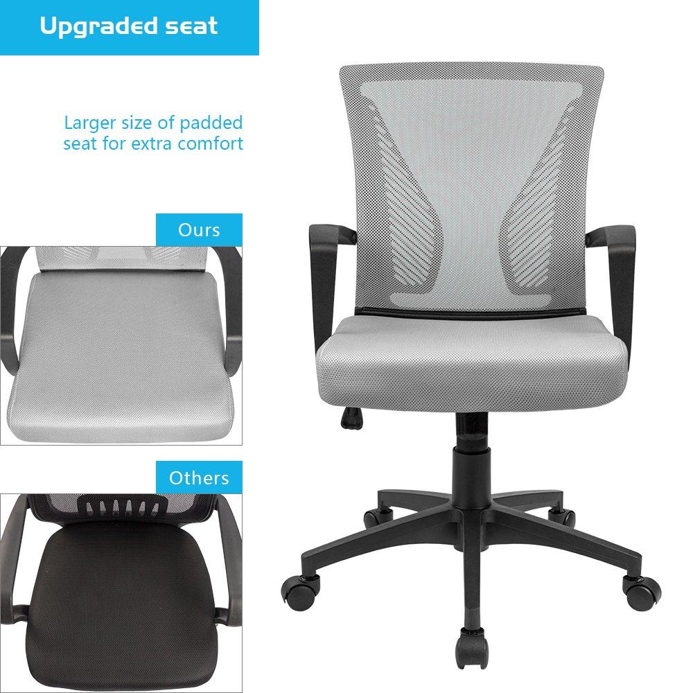 Furmax Office Chair Ergonomic Computer Desk Mesh Chair Mid Back Swivel Lumbar Support with Armrest (1, Gray) - Image 4