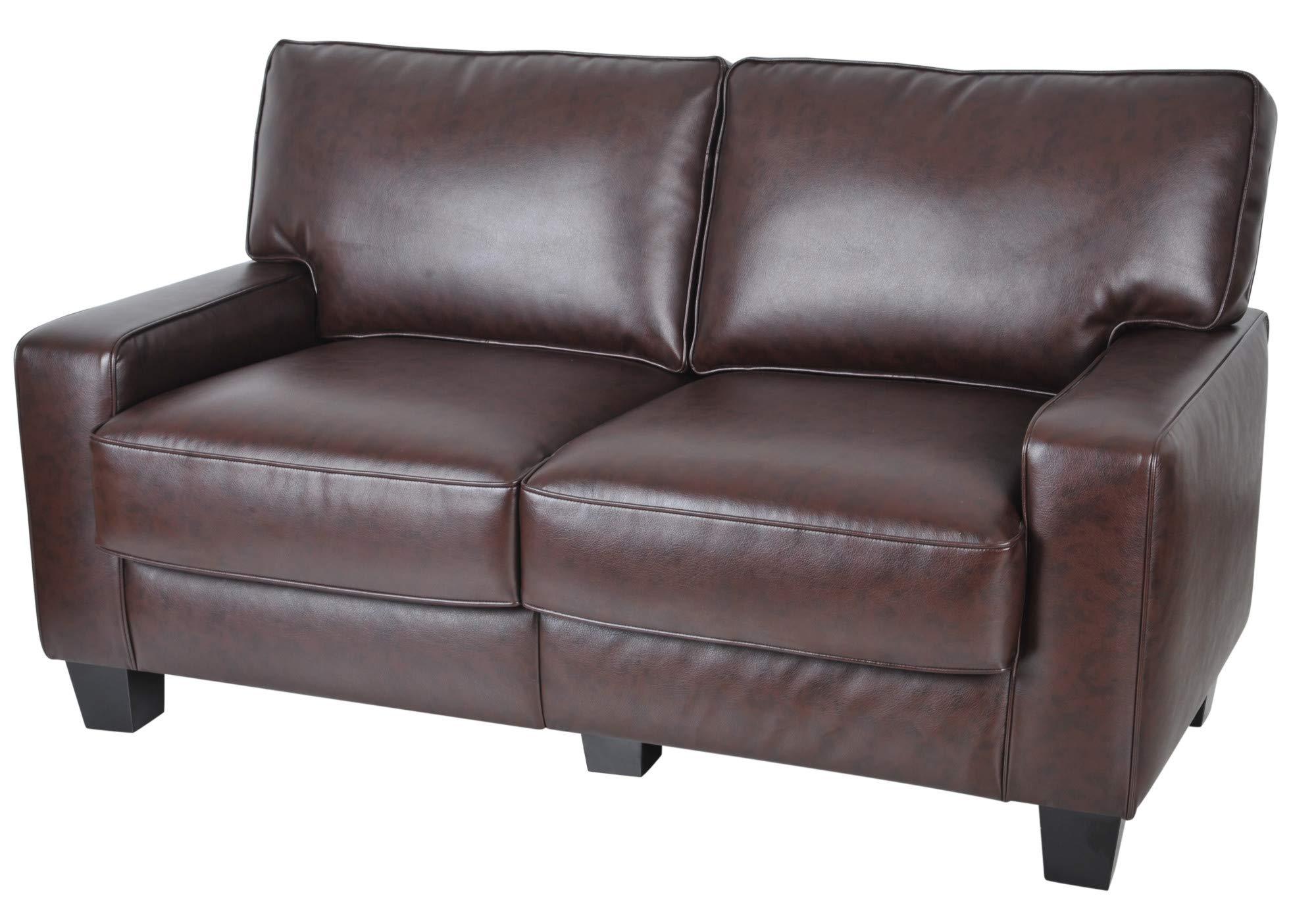 Serta Palisades 61" Track Arm Sofa, Durable Bonded Leather, Soft Pillow Back, Pocket Coil Seat Cushions, Loveseat or Couch for Small Spaces, Living Rooms or Bedrooms, Chestnut Brown - Image 8