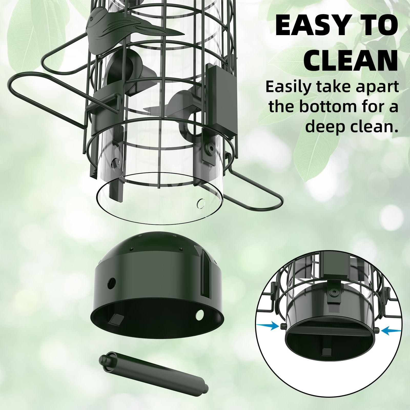 Squirrel Proof Bird Feeder,Metal Mesh Bird Feeders for Outdoors Hanging,Gravity Protection Squirrel Proof Wild Bird Feeders with Finch Cardinal Chickadee,3LB Large Capacity,Green - Image 6