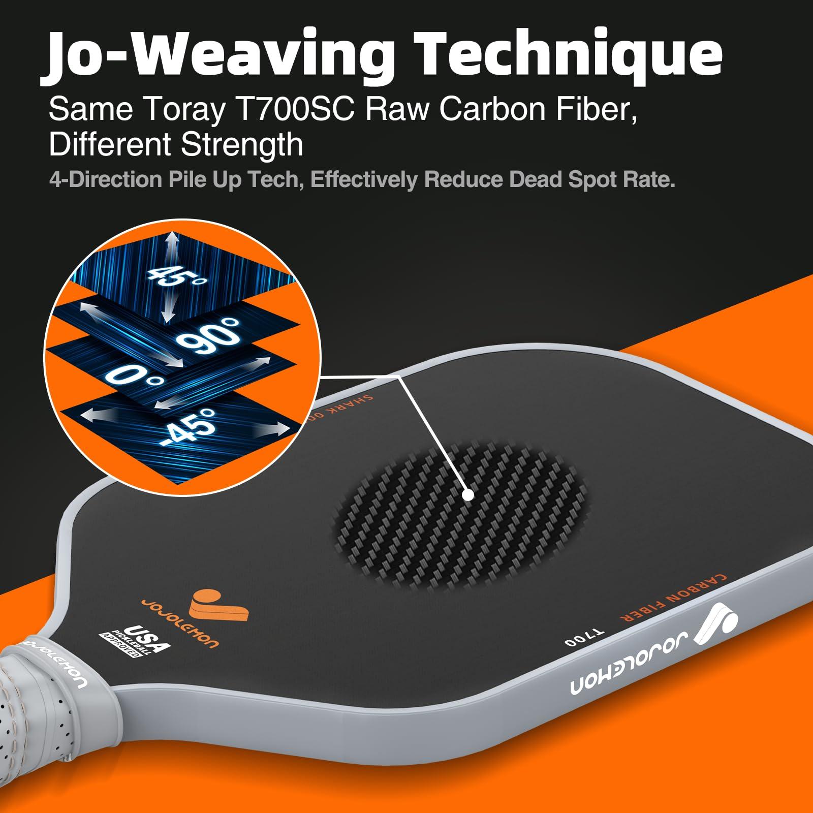 JOJOLEMON Pickleball Paddles, Carbon Fiber Pickleball Paddle with a 16mm Shark Power Polymer Core, The Pickleball Rackets Designed for Ultimate Spin & Consistency - Image 6