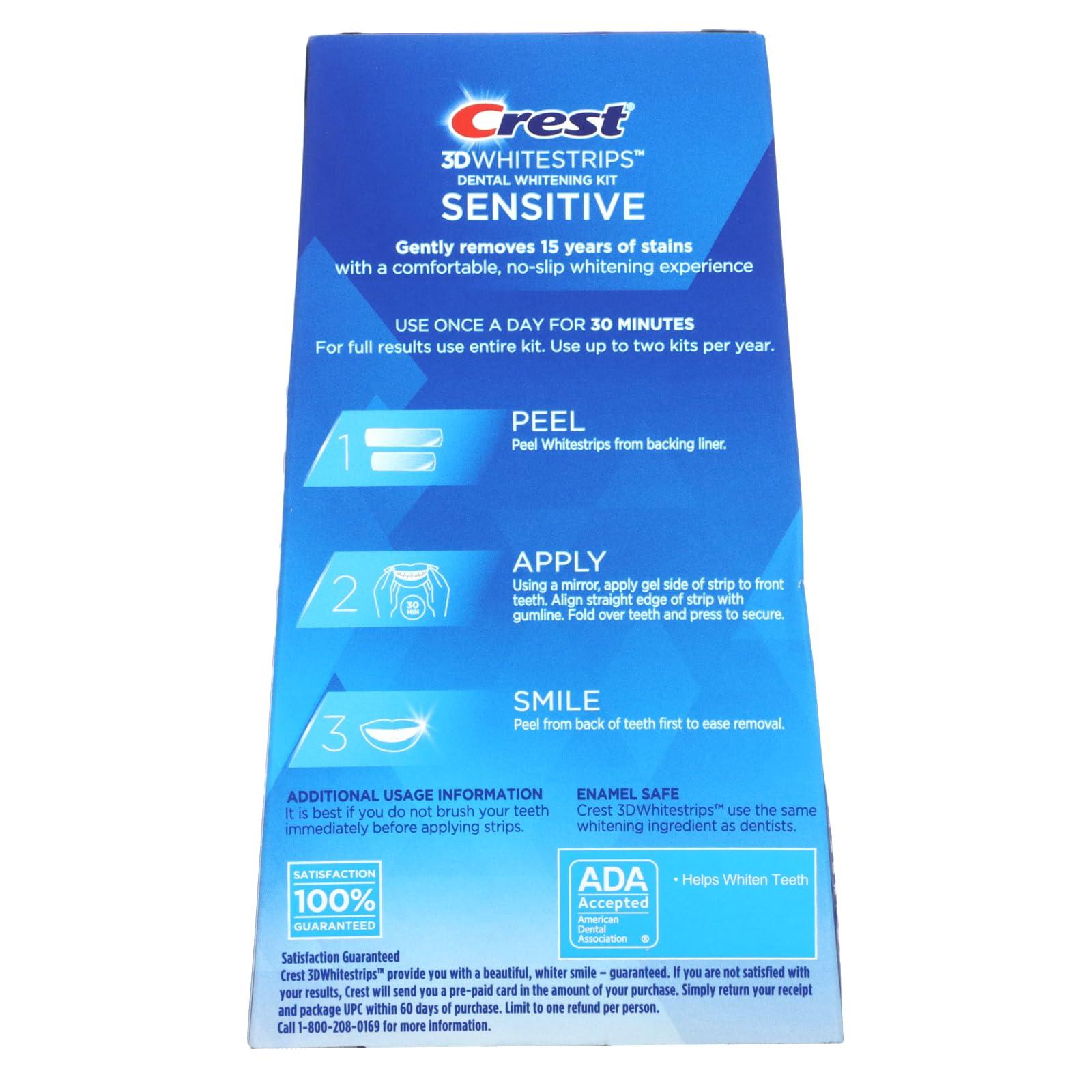 Crest 3D Whitestrips Sensitive At-Home Teeth Whitening Kit, 18 Treatments, Gently Removes 15 Years of Stains, Crest Whitestrips, Teeth Whitening Kit - Image 2