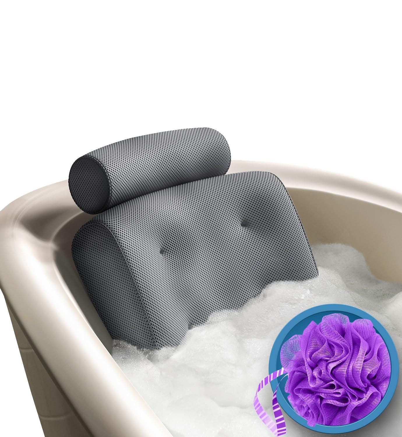 Everlasting Comfort Luxury Bath Pillow - Head, Neck, Back Soft Cushion for Bathtub, Spa & Relaxation