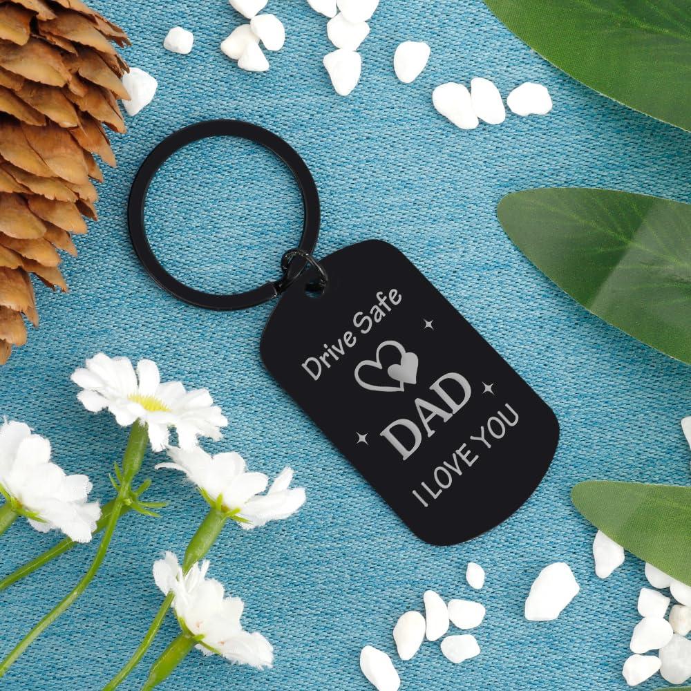 Fodfgxf Father's Day Gifts for Dad from Daughter Son, Drive Safe Keychain Dad Gifts for Birthday Christmas Thanksgiving Father's Day Keychain Gift for Husband from Wife - Image 4